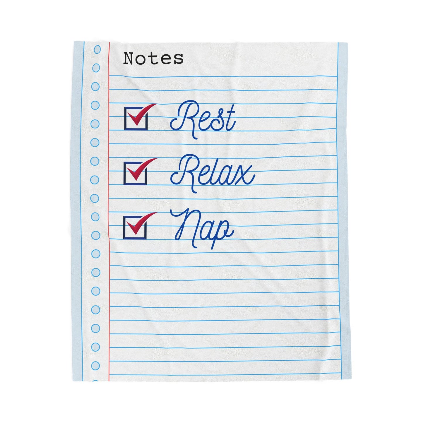 Blanket - Rest, Relax, Nap, Cozy Check List Blanket, Velveteen Plush Throw, Rest Relax Nap Decor, Snuggle Blanket Gift, Self-Care Home Accessory