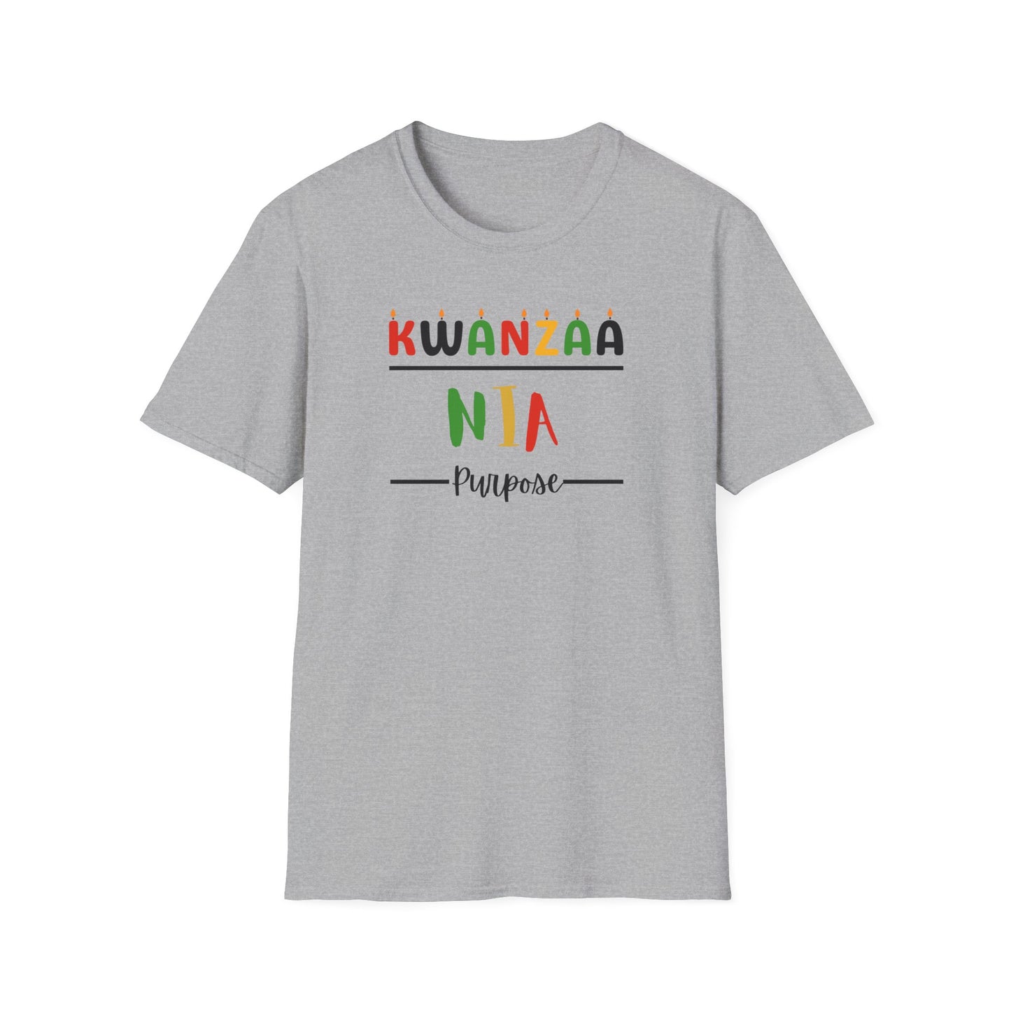 Nia, Kwanzaa T-Shirt, Unisex Softstyle Tee for Holidays, Cultural Celebration Apparel, Family Gatherings, Gift for Kwanzaa