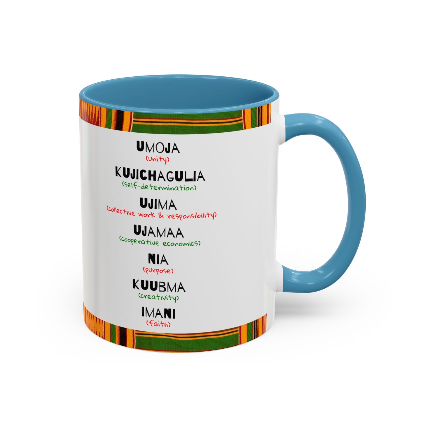 Kwanzaa Inspired Accent Coffee Mug, Vibrant African Heritage Mug, Ideal for Celebrations, Gift for Kwanzaa, Unique Everyday Use