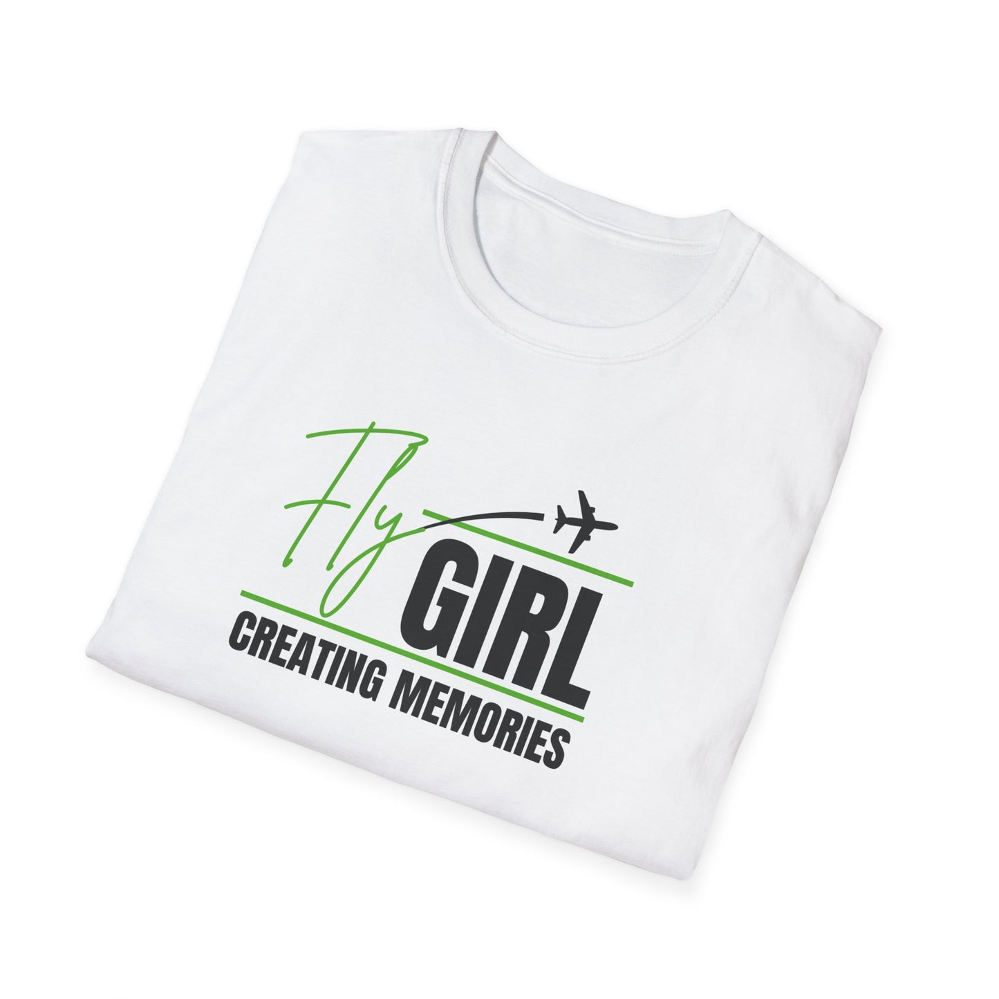 Fly Girl Unisex T-Shirt (Green), Travel T-Shirt, Adventure Apparel, Gift for Travelers, Summer Style, Creating Memories Shirt