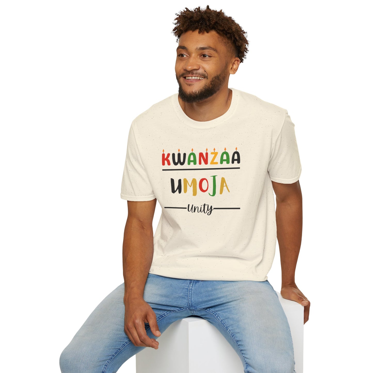 Umoja, Kwanzaa Unity T-Shirt, Unisex Softstyle Tee for Holidays, Cultural Celebration Apparel, Family Gatherings, Gift for Kwanzaa