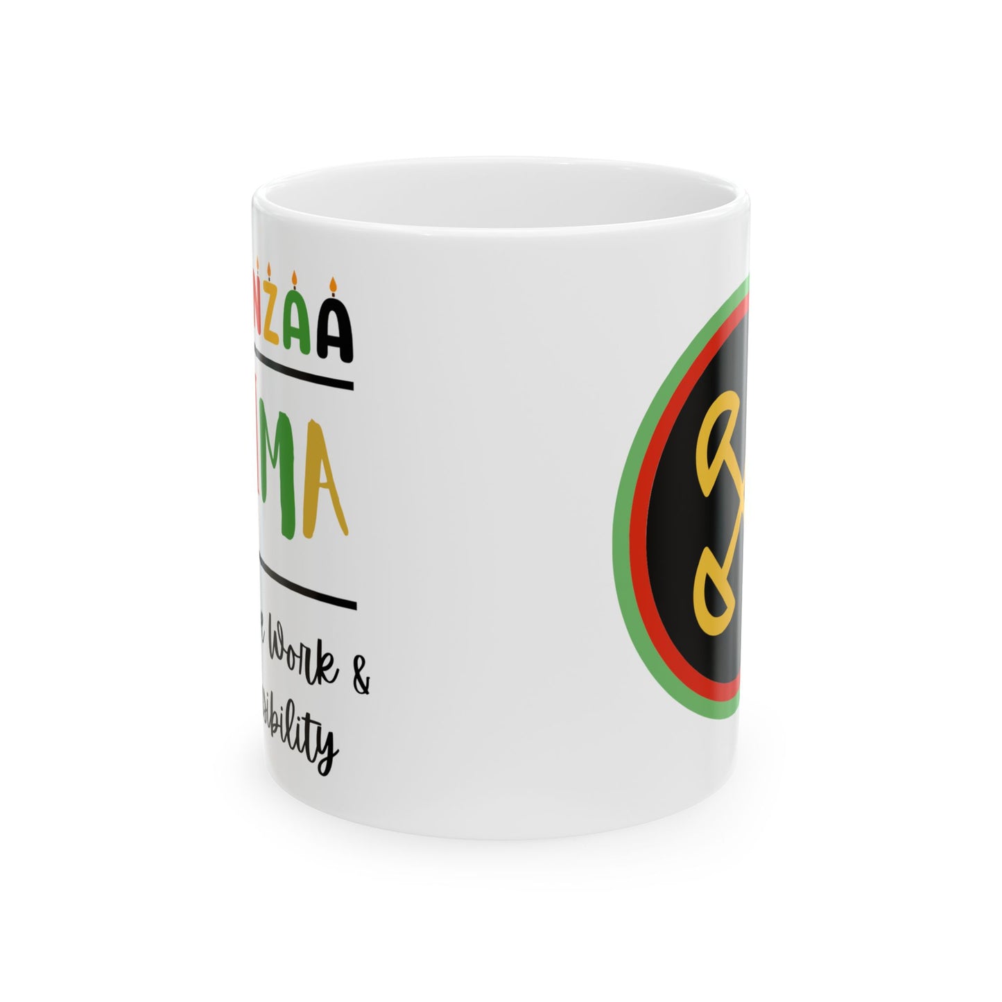 Ujima, Kwanzaa Celebration Mug, Festive Ceramic Cup, Holiday Drinkware, Unique Gift, 11oz