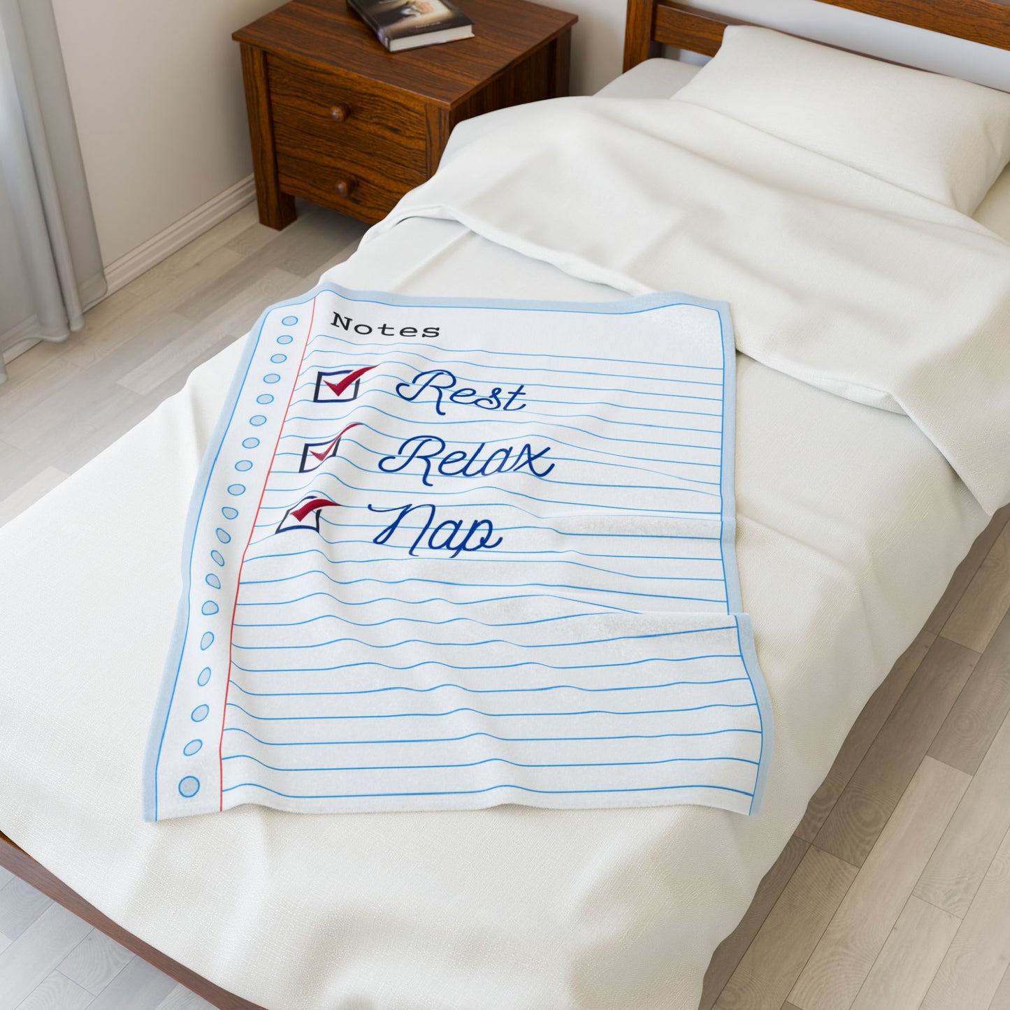 Blanket - Rest, Relax, Nap, Cozy Check List Blanket, Velveteen Plush Throw, Rest Relax Nap Decor, Snuggle Blanket Gift, Self-Care Home Accessory