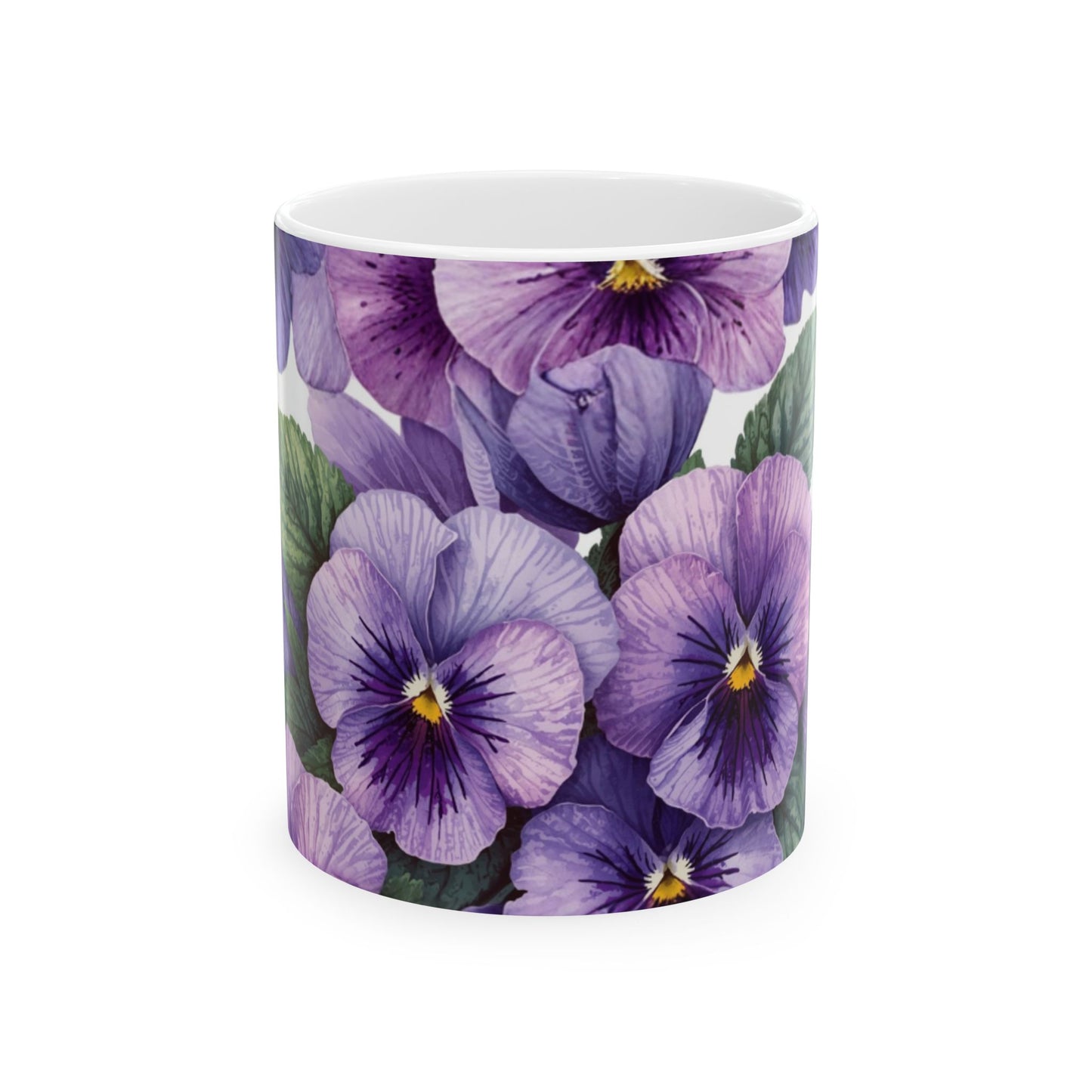 Violets, Floral Ceramic Mug, Coffee Cup Gift, Tea Mug, Flower Lover's Gift, Home Decor, Mother's Day, Birthday, Spring Tea Time