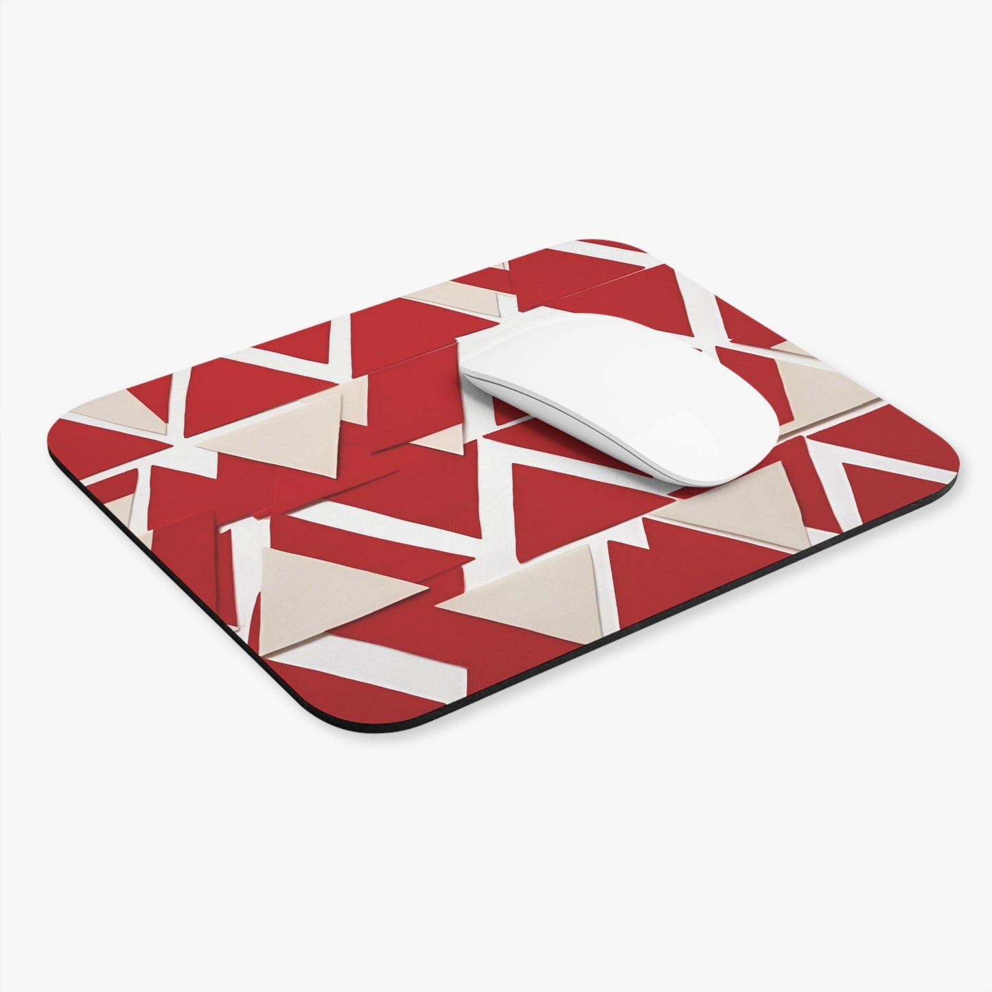 D9 Sorority Inspired- DELTA: Mouse Pad - Red, Cream and White Geometric with Pyramid Shapes