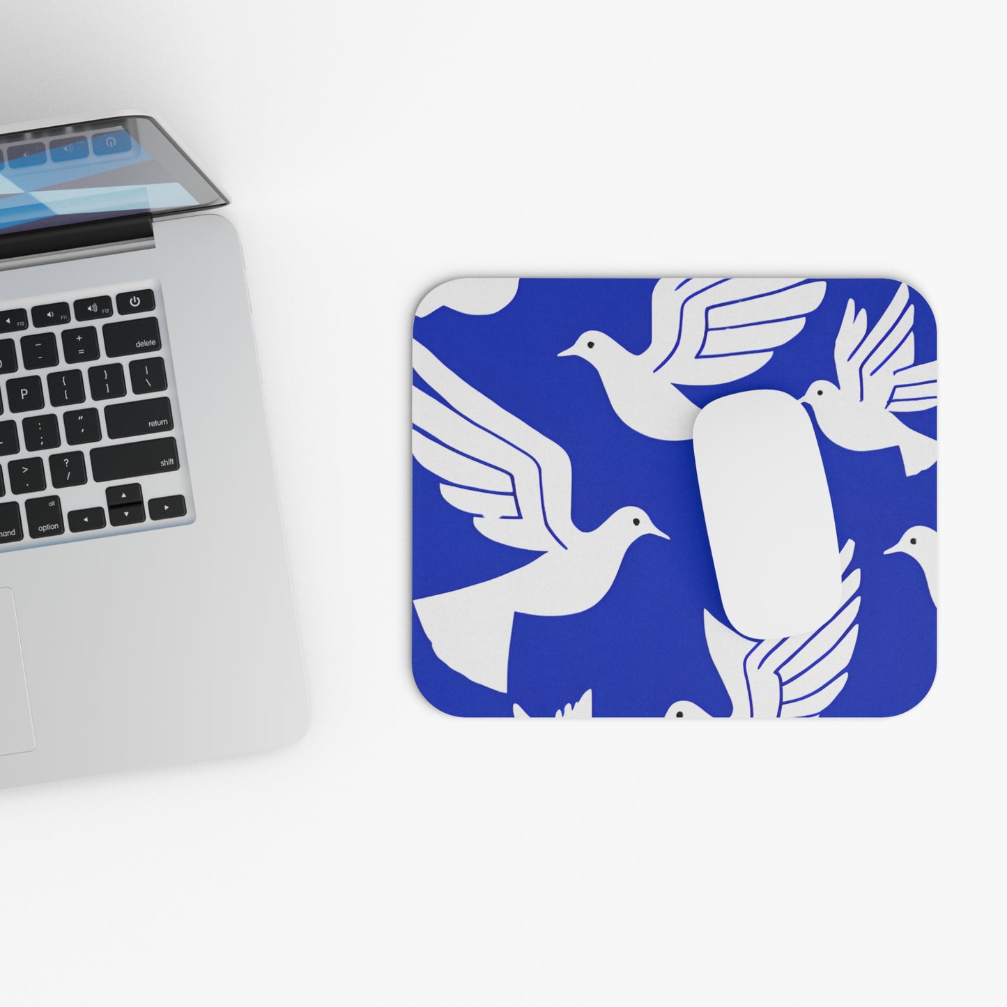D9 Sorority & Fraternity Inspired- ZETA - SIGMA: Mouse Pad Blue with White Doves