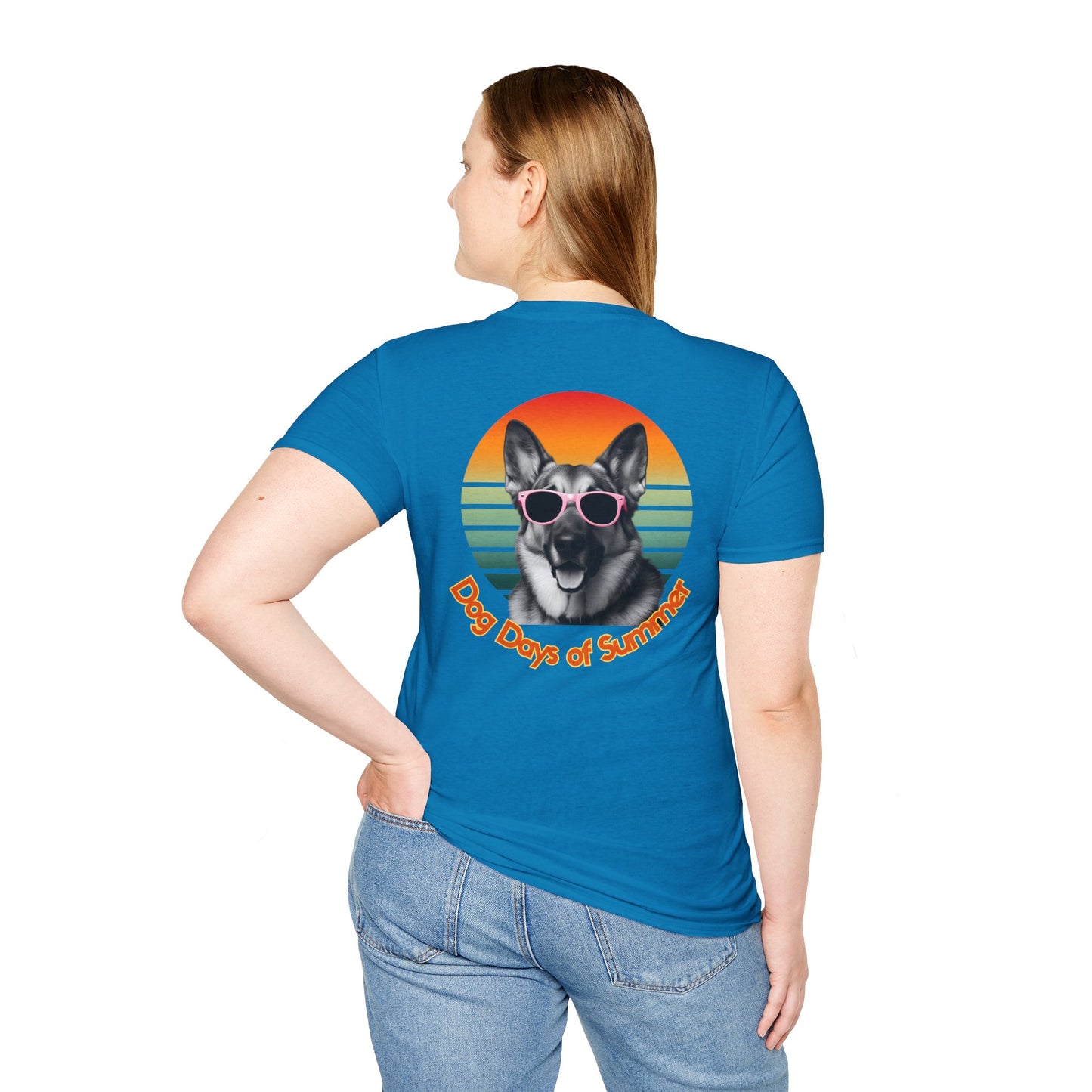 German Shepherd, Dog Days of Summer T-Shirt, Summer Tee, Pet Lover Gift, Fun Casual Wear, Vintage Style Shirt, Unisex Graphic T-Shirt