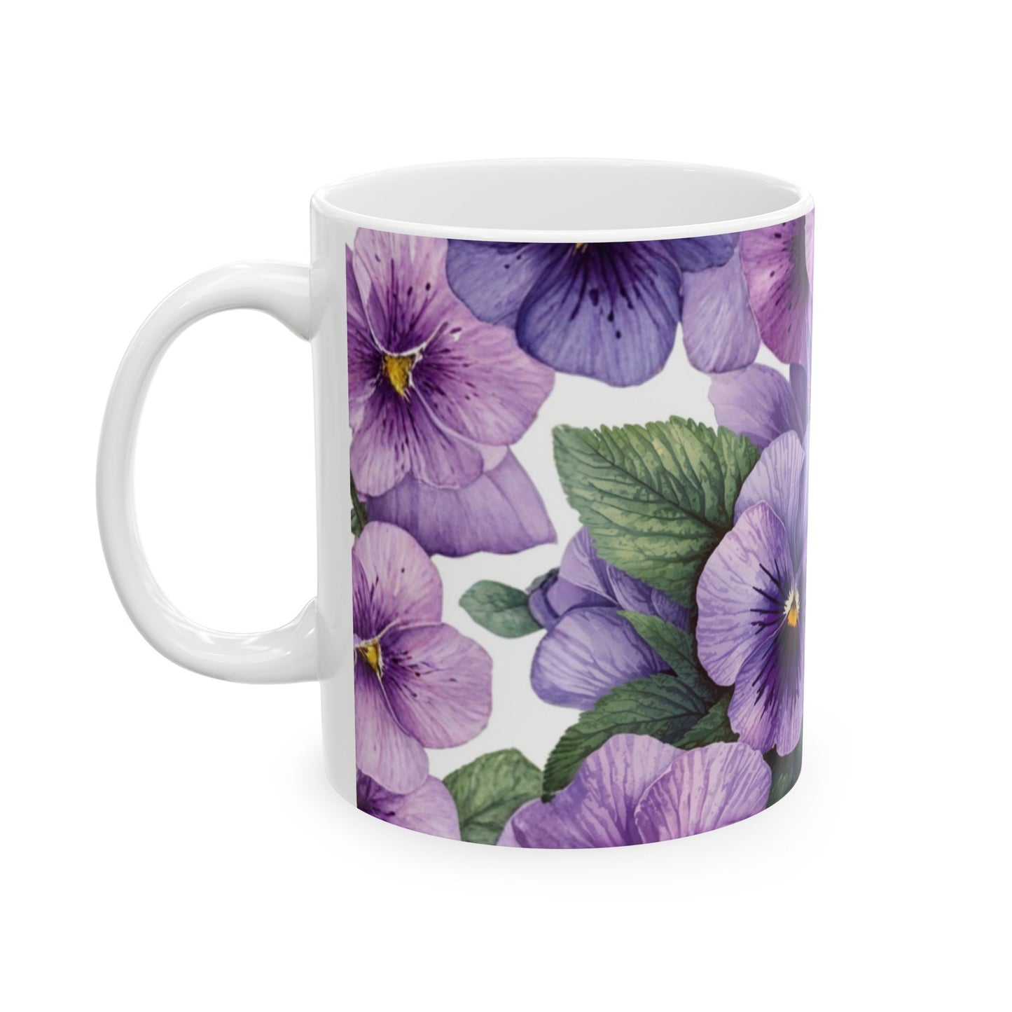 Violets, Floral Ceramic Mug, Coffee Cup Gift, Tea Mug, Flower Lover's Gift, Home Decor, Mother's Day, Birthday, Spring Tea Time