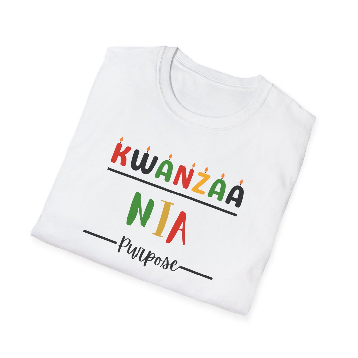 Nia, Kwanzaa T-Shirt, Unisex Softstyle Tee for Holidays, Cultural Celebration Apparel, Family Gatherings, Gift for Kwanzaa