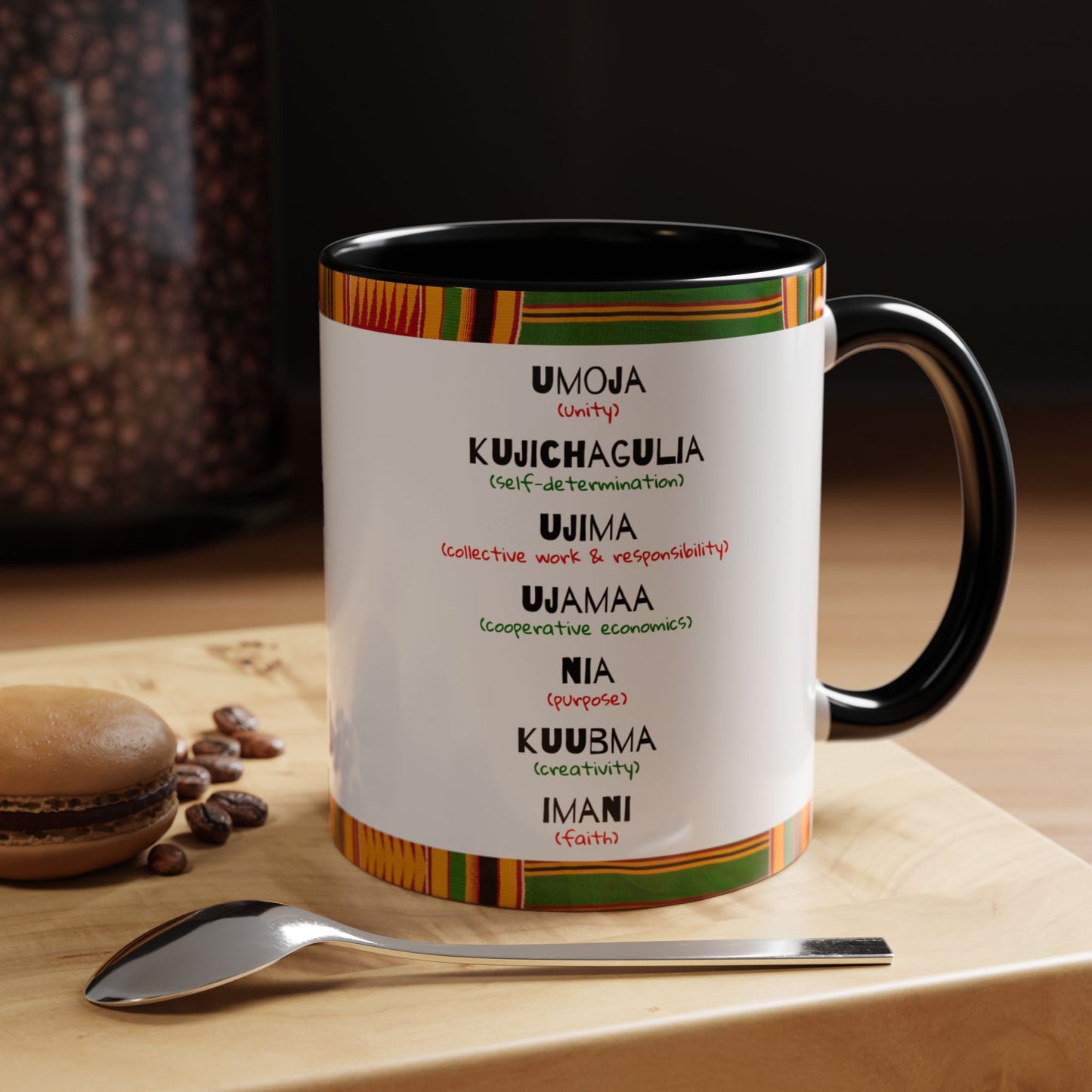 Kwanzaa Inspired Accent Coffee Mug, Vibrant African Heritage Mug, Ideal for Celebrations, Gift for Kwanzaa, Unique Everyday Use