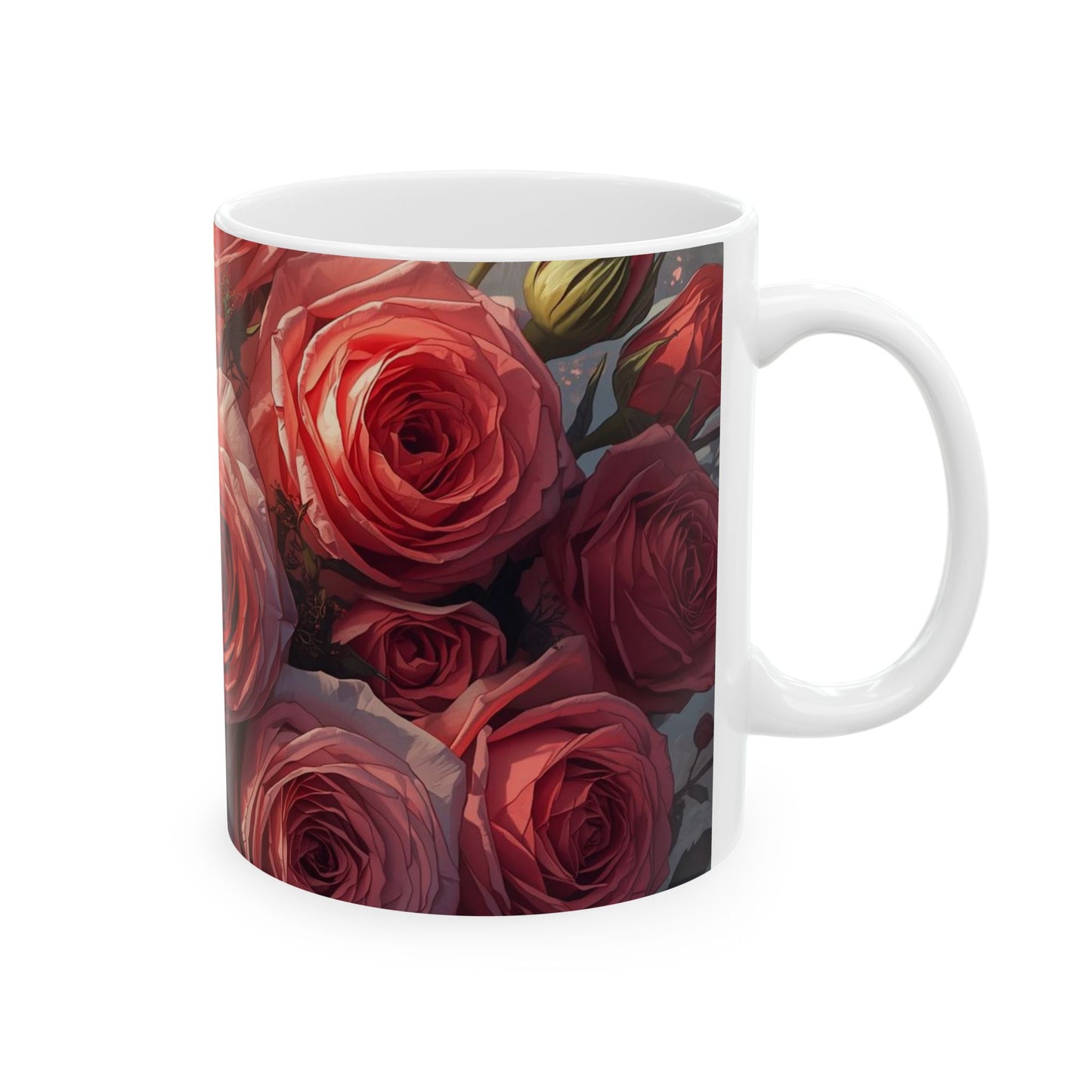 Roses, Floral Ceramic Mug, Coffee Cup Gift, Tea Mug, Flower Lover's Gift, Home Decor, Mother's Day, Birthday, Spring Tea Time