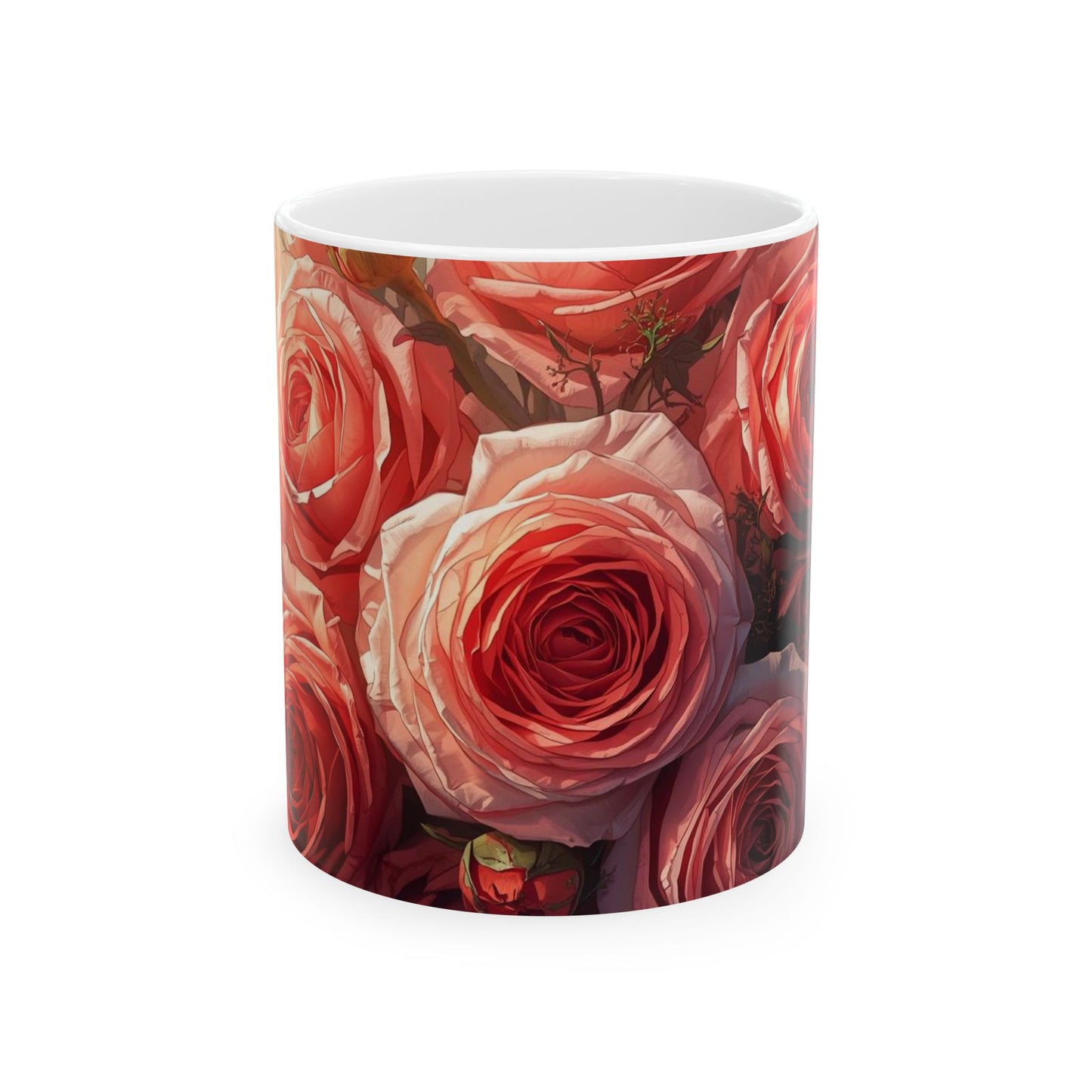 Roses, Floral Ceramic Mug, Coffee Cup Gift, Tea Mug, Flower Lover's Gift, Home Decor, Mother's Day, Birthday, Spring Tea Time