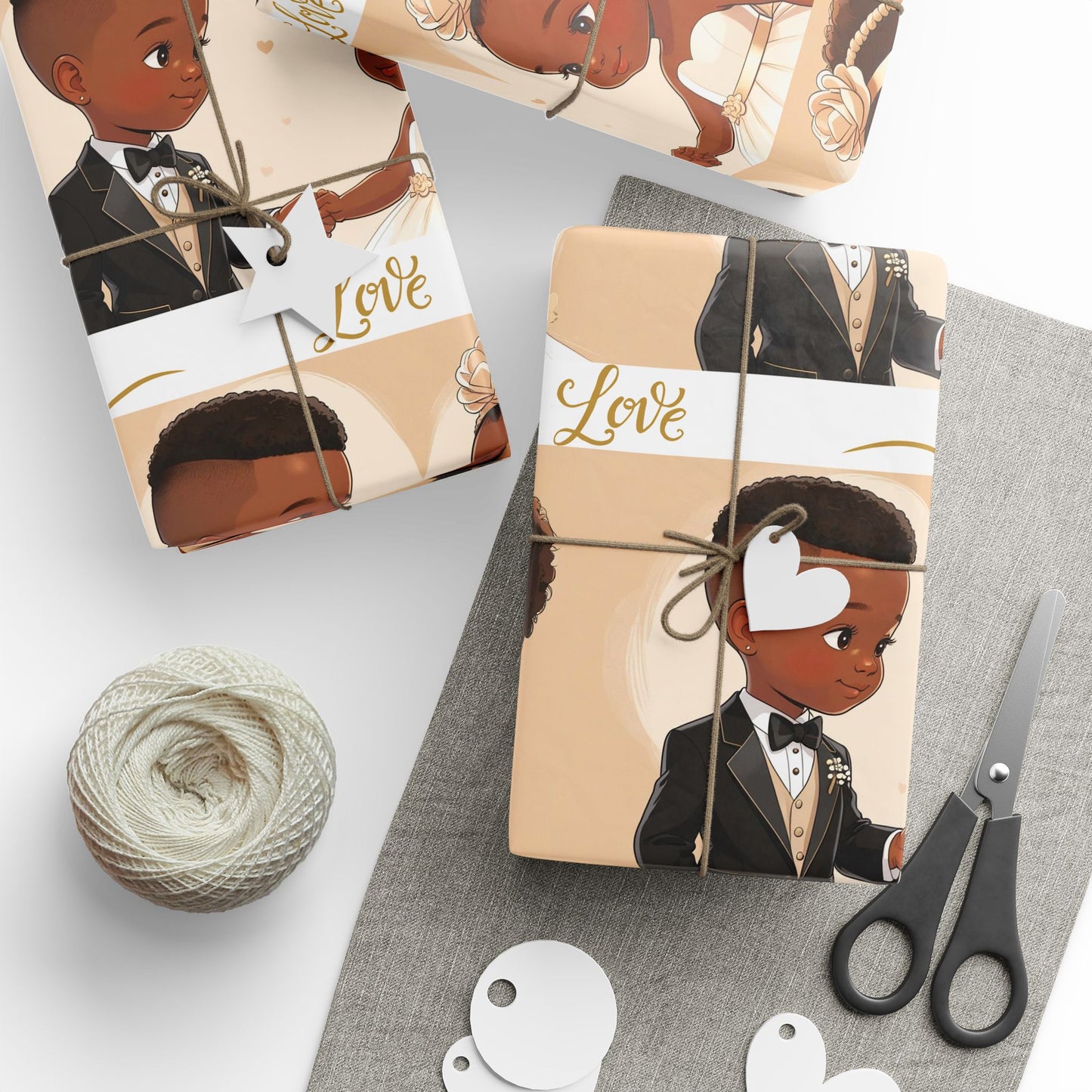 Wrapping Paper - Love, Black Love Design for Wedding, Anniversary, Bridal Shower - Gift Wrap, Party Supplies, Wedding Decor, Marriage Celebration,