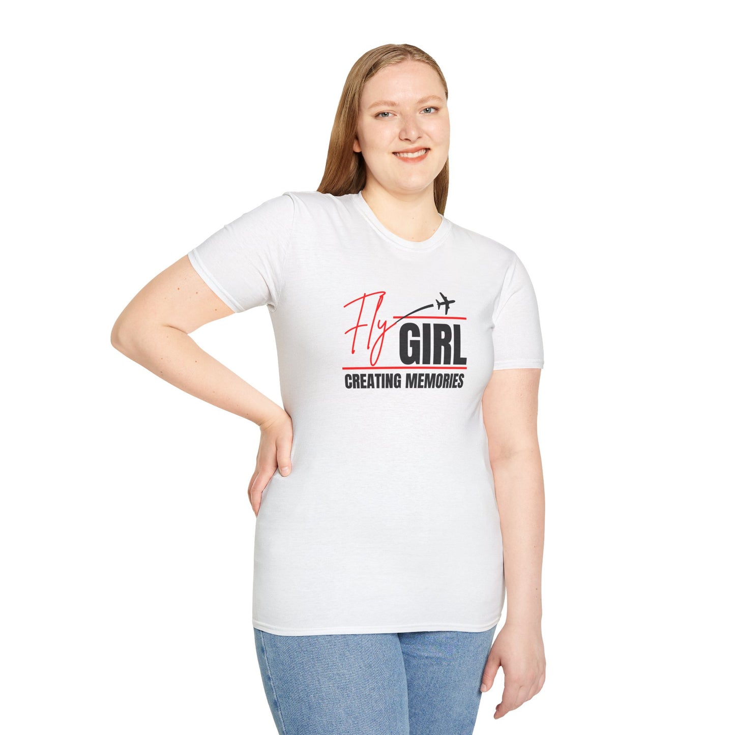Fly Girl Unisex T-Shirt (Red), Travel T-Shirt, Adventure Apparel, Gift for Travelers, Summer Style, Creating Memories Shirt