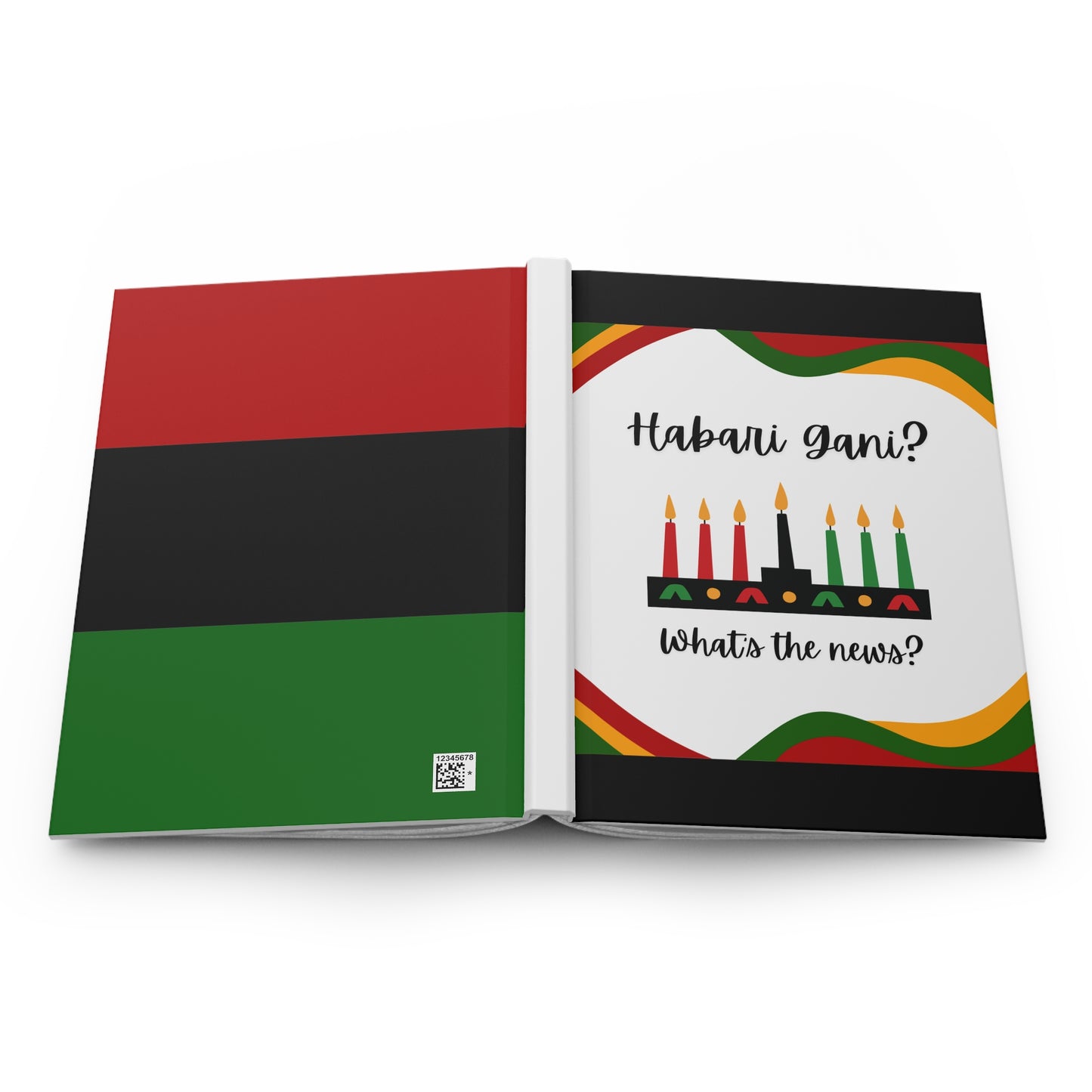 Habari gani? Kwanzaa Hardcover Journal, Holiday Journal for Reflection, Motivational Notebook, Gift for Writers, Black History Celebrations, Kwanzaa Gift