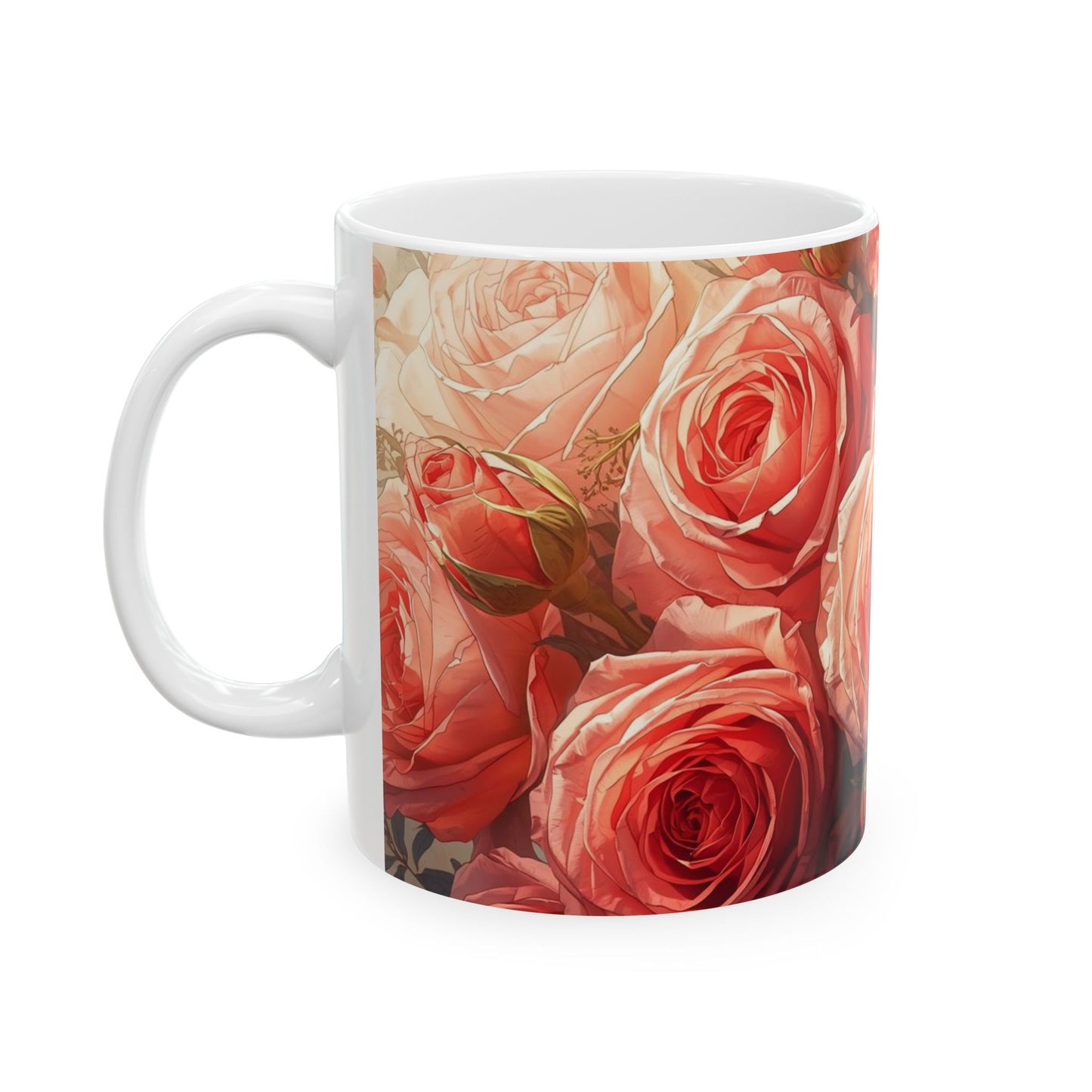Roses, Floral Ceramic Mug, Coffee Cup Gift, Tea Mug, Flower Lover's Gift, Home Decor, Mother's Day, Birthday, Spring Tea Time