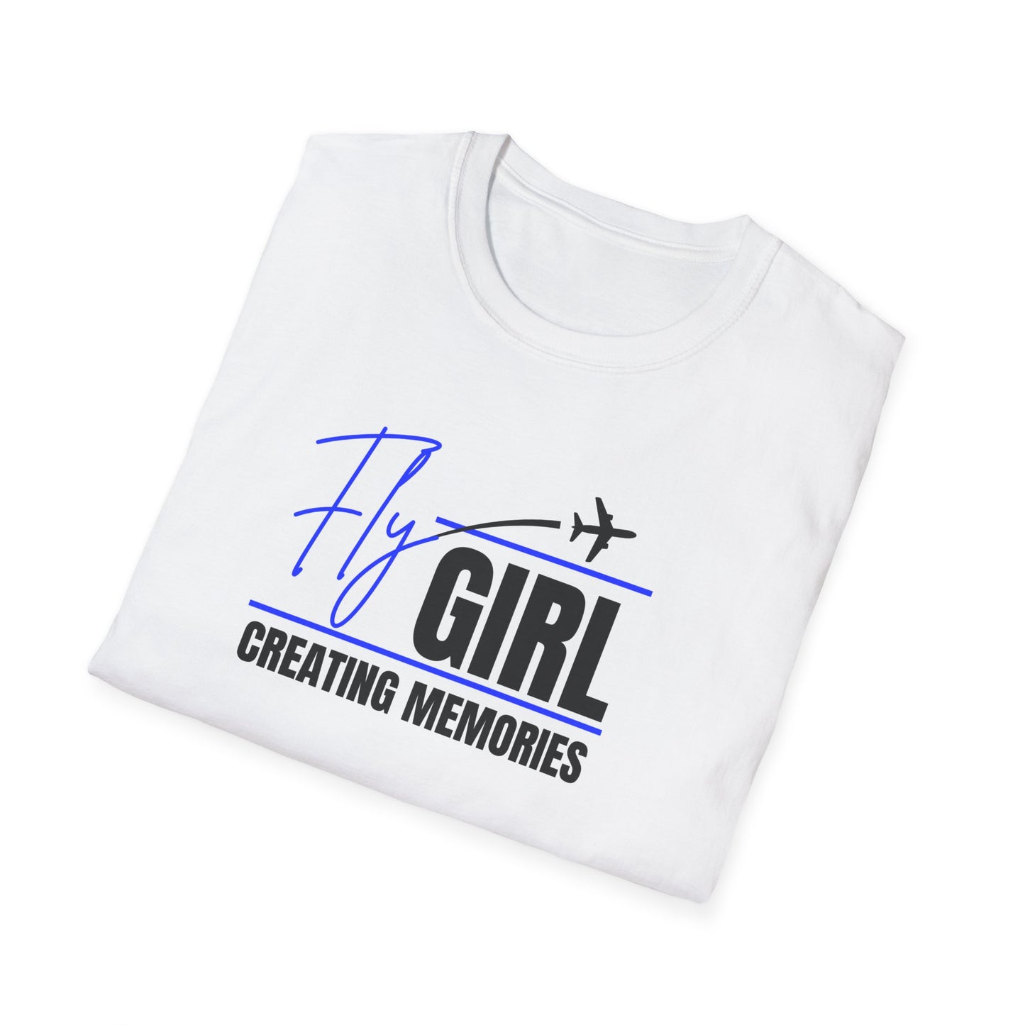 Fly Girl Unisex T-Shirt (Blue), Travel T-Shirt, Adventure Apparel, Gift for Travelers, Summer Style, Creating Memories Shirt