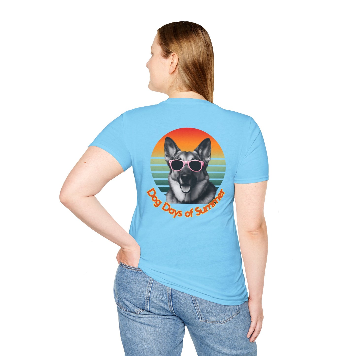 German Shepherd, Dog Days of Summer T-Shirt, Summer Tee, Pet Lover Gift, Fun Casual Wear, Vintage Style Shirt, Unisex Graphic T-Shirt