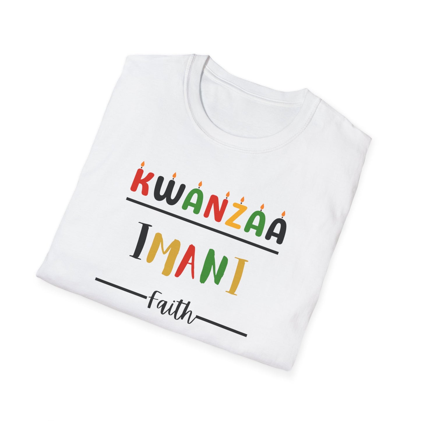 Imani, Kwanzaa T-Shirt, Unisex Softstyle Tee for Holidays, Cultural Celebration Apparel, Family Gatherings, Gift for Kwanzaa