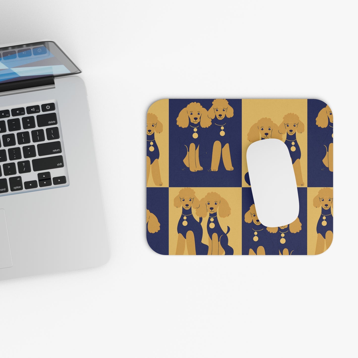 D9 Sorority Inspired Design- SGRHO: Mouse Pad - Blue and Gold Poodles