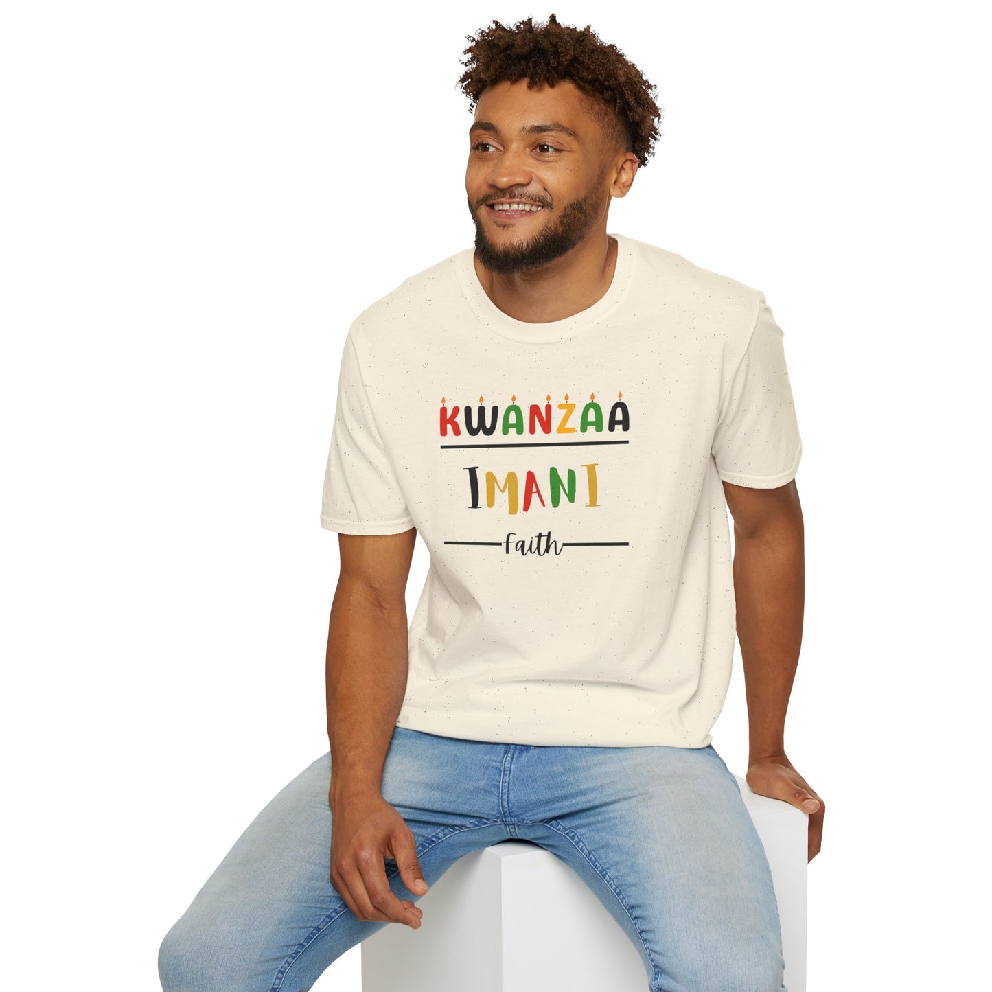 Imani, Kwanzaa T-Shirt, Unisex Softstyle Tee for Holidays, Cultural Celebration Apparel, Family Gatherings, Gift for Kwanzaa