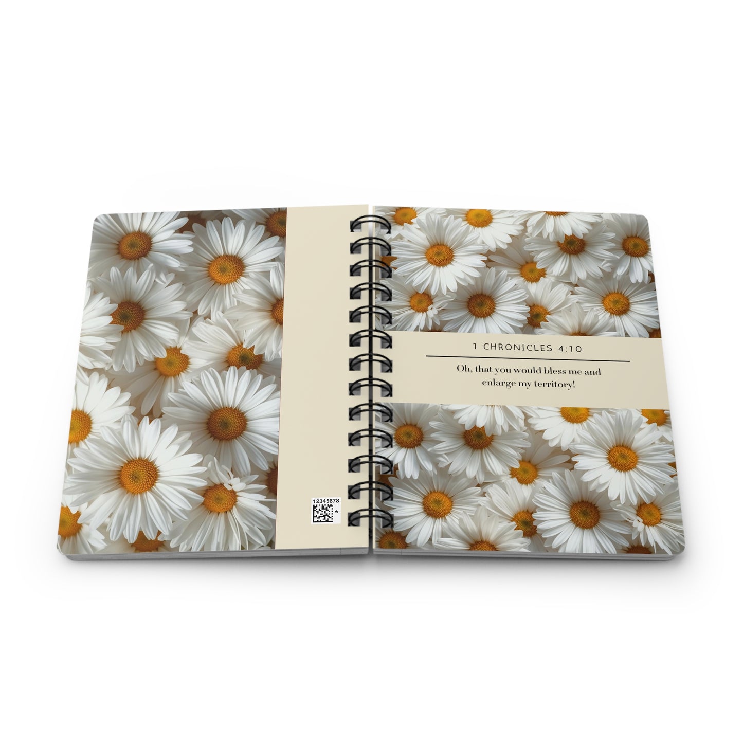 Daisies, Floral Spiral Bound Journal | Inspirational Notebook for Writing, Daily Reflections, Self-Care, Gifts, 1 Chronicles 4:10