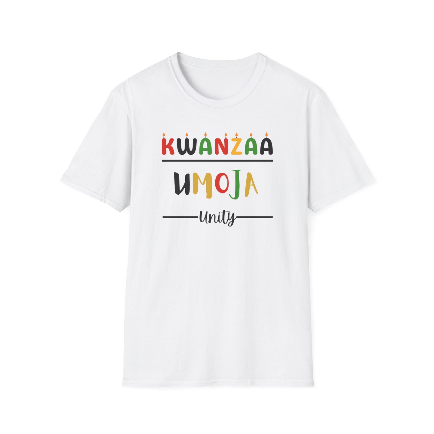 Umoja, Kwanzaa Unity T-Shirt, Unisex Softstyle Tee for Holidays, Cultural Celebration Apparel, Family Gatherings, Gift for Kwanzaa