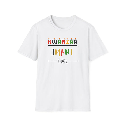 Imani, Kwanzaa T-Shirt, Unisex Softstyle Tee for Holidays, Cultural Celebration Apparel, Family Gatherings, Gift for Kwanzaa