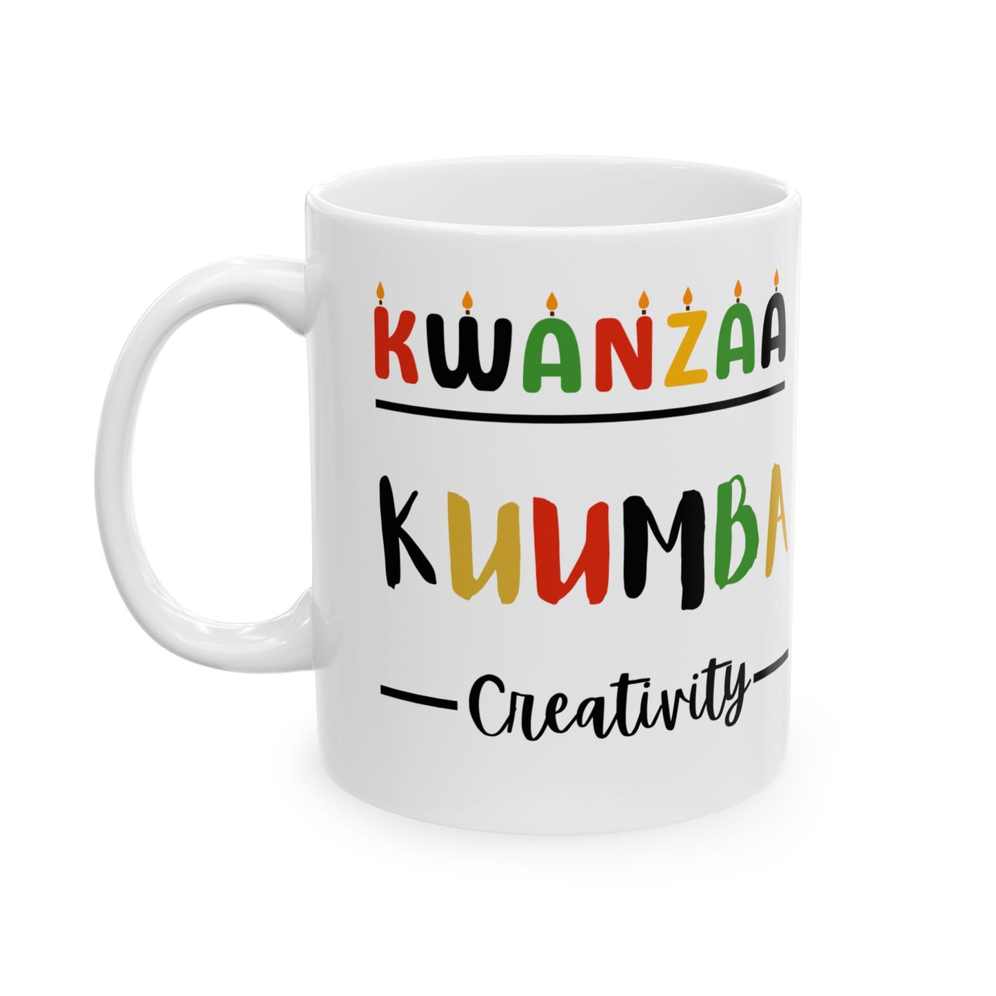 Kuumba, Kwanzaa Celebration Mug, Festive Ceramic Cup, Holiday Drinkware, Unique Gift, 11oz