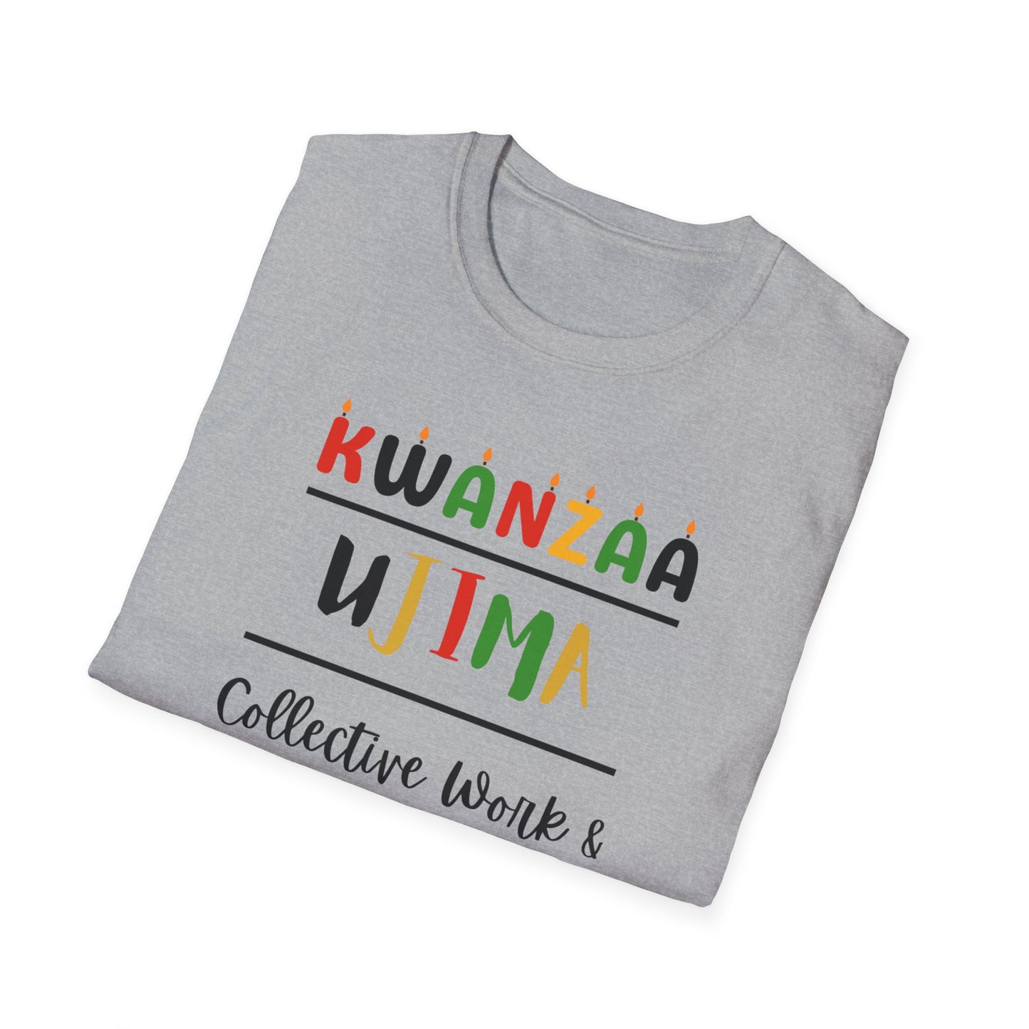 Ujima, Kwanzaa T-Shirt, Unisex Softstyle Tee for Holidays, Cultural Celebration Apparel, Family Gatherings, Gift for Kwanzaa