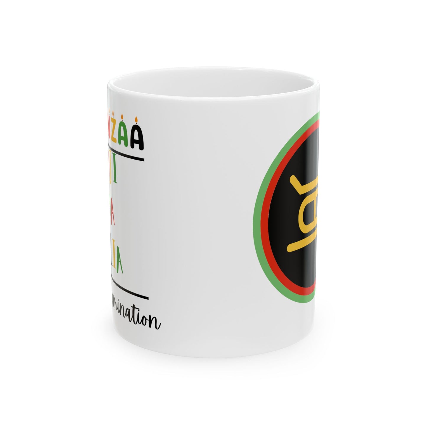 Kujichagulia, Kwanzaa Celebration Mug, Festive Ceramic Cup, Holiday Drinkware, Unique Gift, 11oz