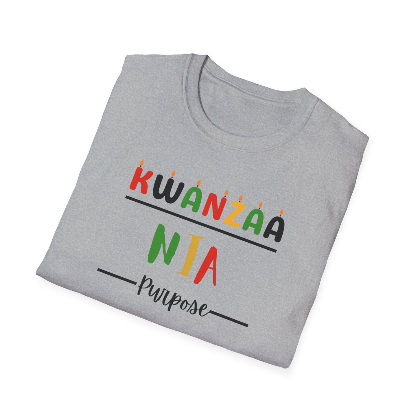 Nia, Kwanzaa T-Shirt, Unisex Softstyle Tee for Holidays, Cultural Celebration Apparel, Family Gatherings, Gift for Kwanzaa