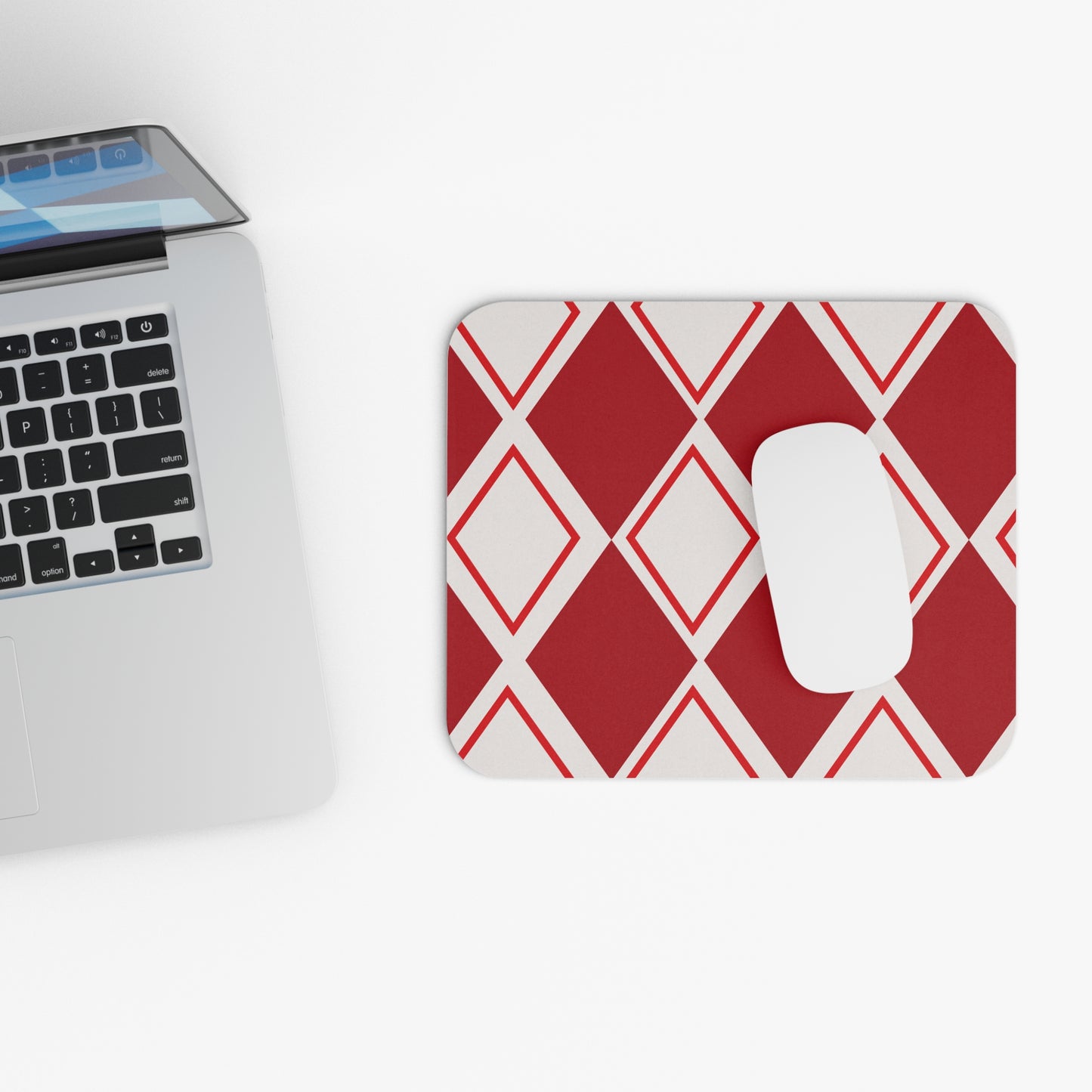D9 Fraternity Inspired- KAPPA: Mouse Pad - Red and White Diamond Pattern