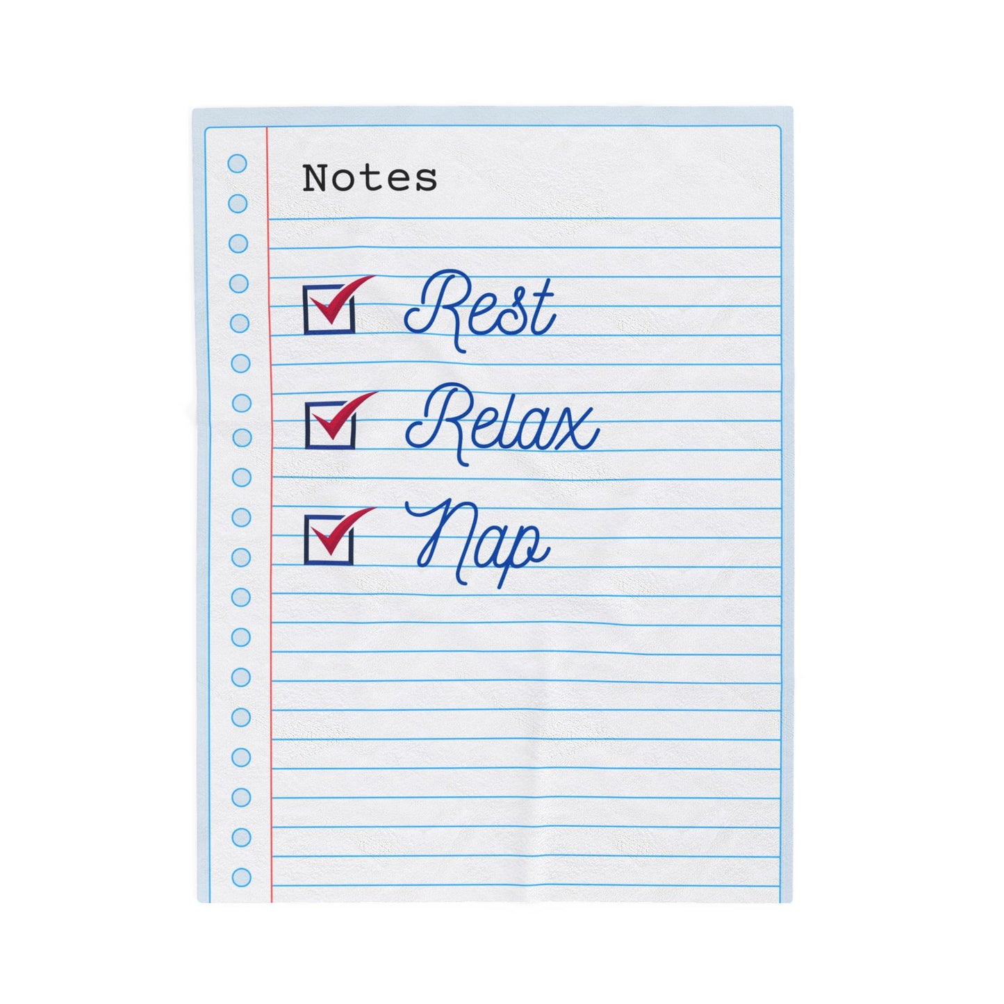 Blanket - Rest, Relax, Nap, Cozy Check List Blanket, Velveteen Plush Throw, Rest Relax Nap Decor, Snuggle Blanket Gift, Self-Care Home Accessory