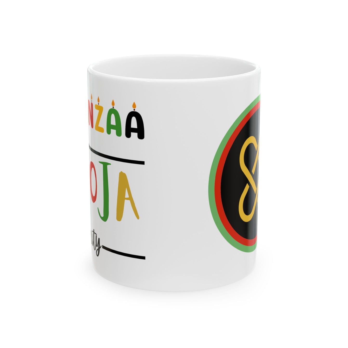Umoja, Kwanzaa Celebration Mug, Festive Ceramic Cup, Holiday Drinkware, Unique Gift, 11oz
