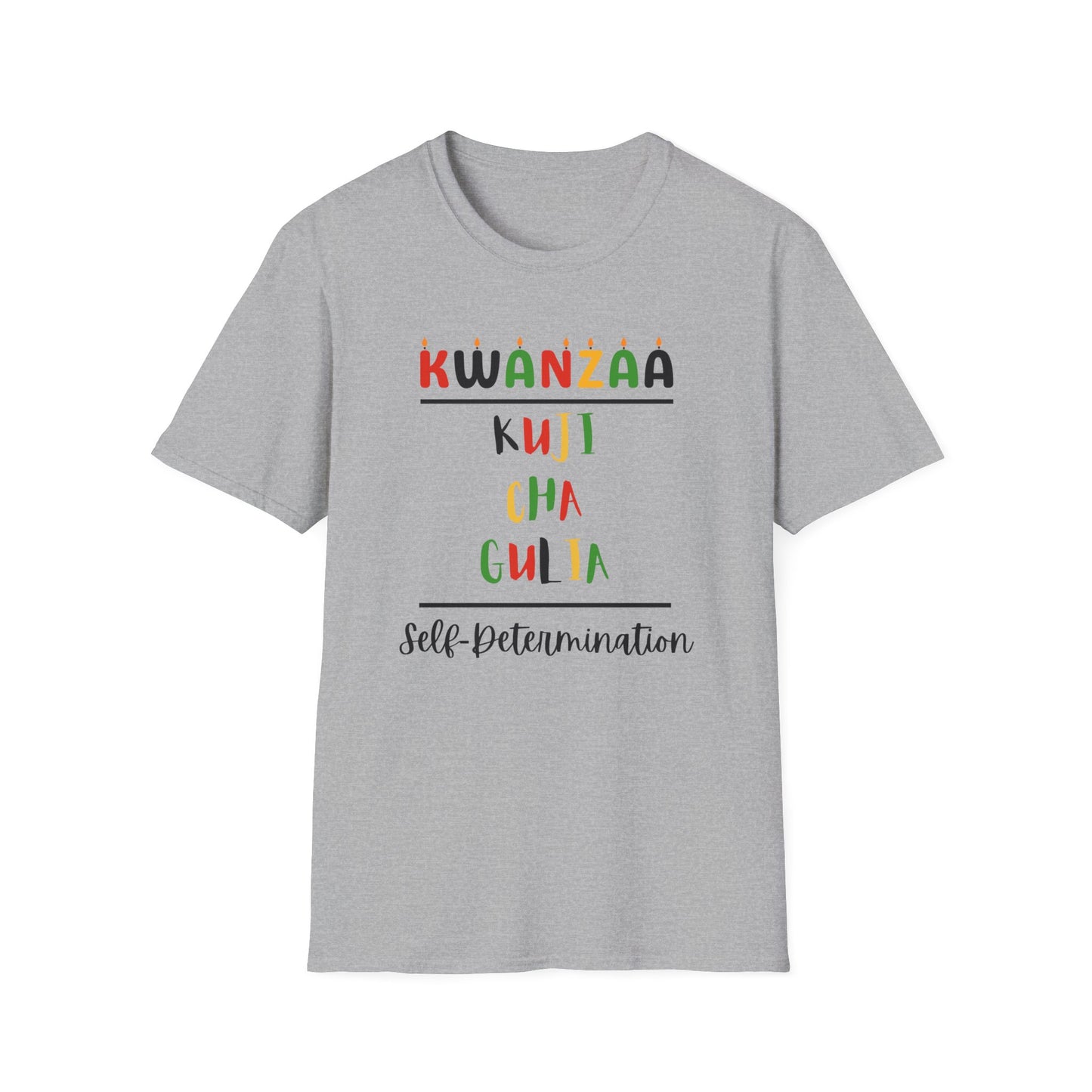Kujichagulia, Kwanzaa T-Shirt, Unisex Softstyle Tee for Holidays, Cultural Celebration Apparel, Family Gatherings, Gift for Kwanzaa