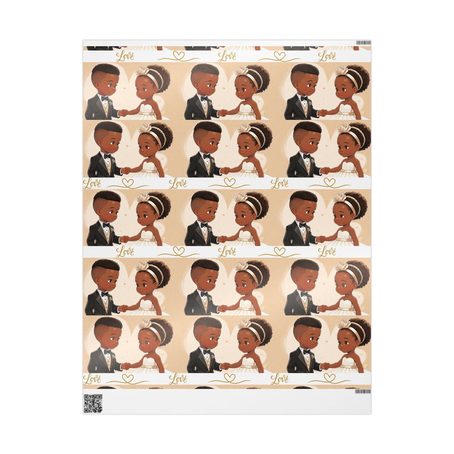 Wrapping Paper - Love, Black Love Design for Wedding, Anniversary, Bridal Shower - Gift Wrap, Party Supplies, Wedding Decor, Marriage Celebration,