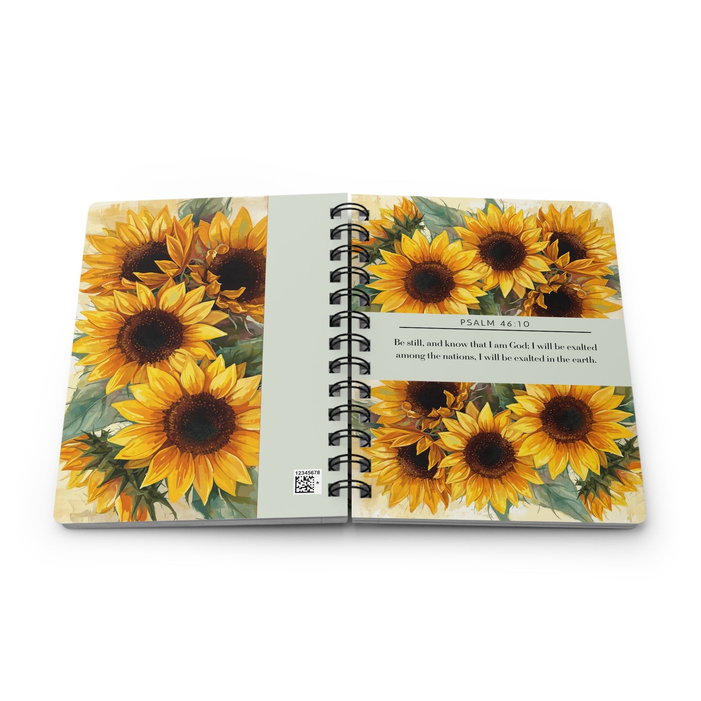 Sunflowers, Floral Spiral Bound Journal | Inspirational Notebook for Writing, Daily Reflections, Self-Care, Gifts, Psalm 46:10