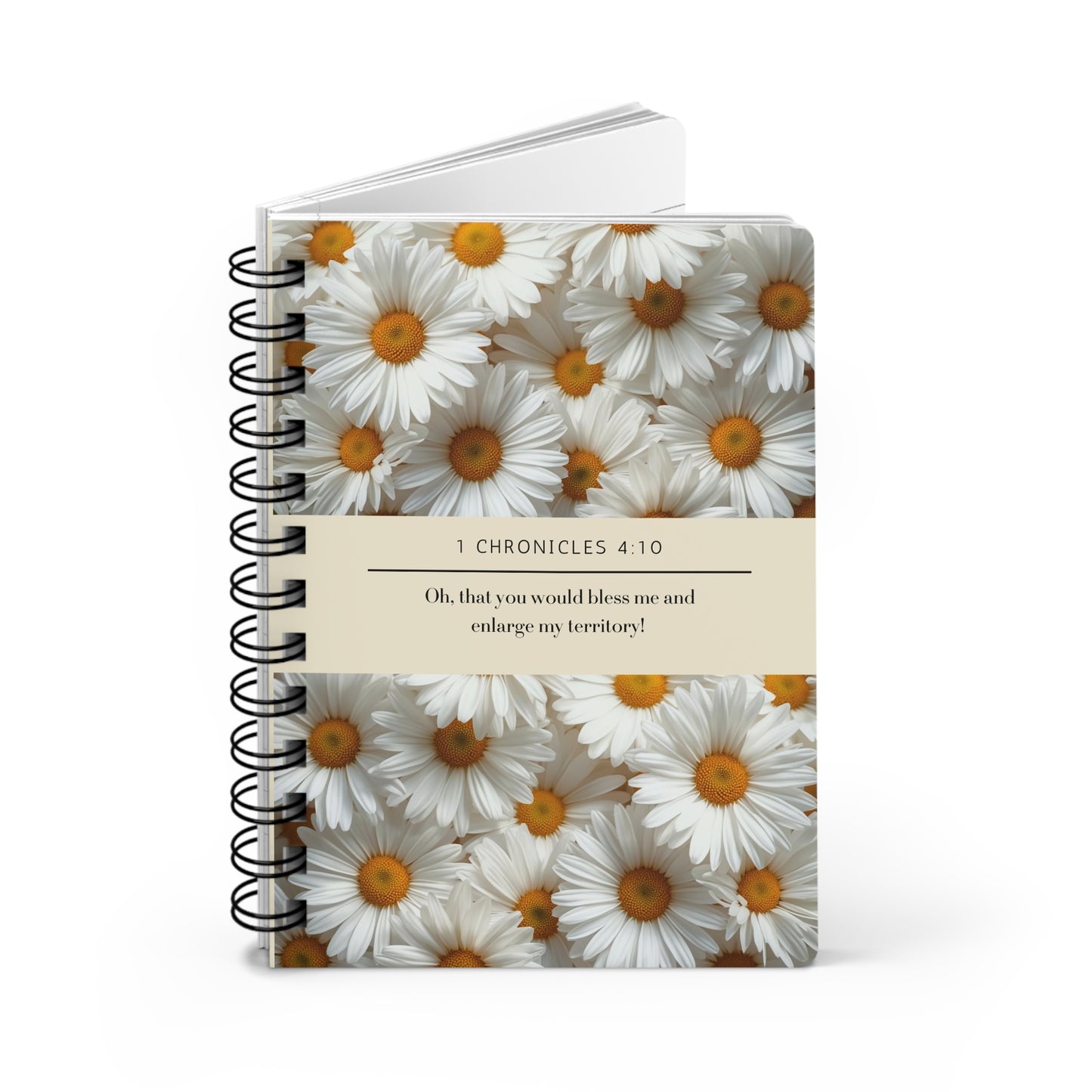 Daisies, Floral Spiral Bound Journal | Inspirational Notebook for Writing, Daily Reflections, Self-Care, Gifts, 1 Chronicles 4:10