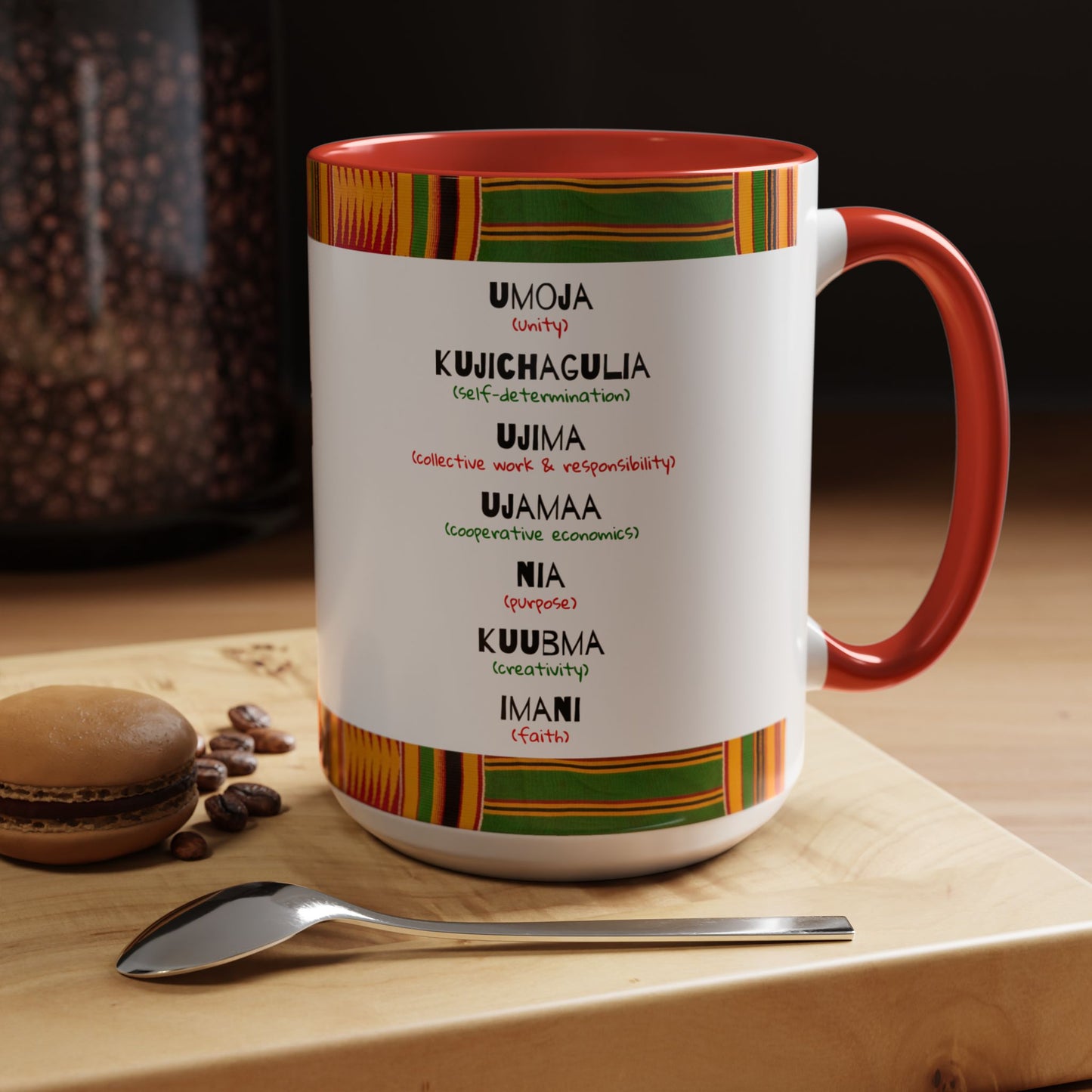 Kwanzaa Inspired Accent Coffee Mug, Vibrant African Heritage Mug, Ideal for Celebrations, Gift for Kwanzaa, Unique Everyday Use
