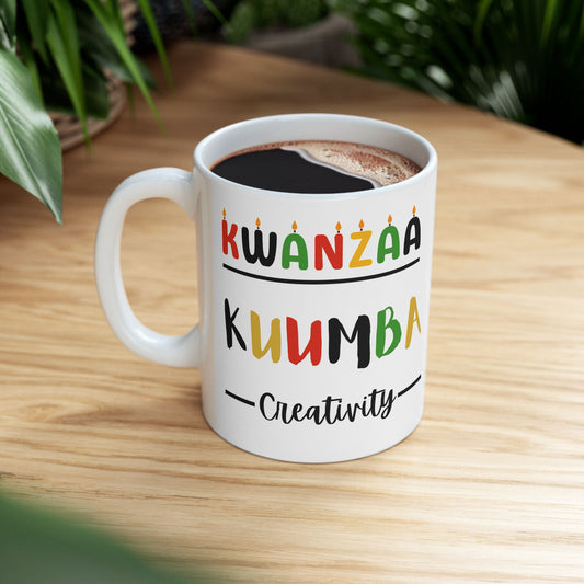 Kuumba, Kwanzaa Celebration Mug, Festive Ceramic Cup, Holiday Drinkware, Unique Gift, 11oz