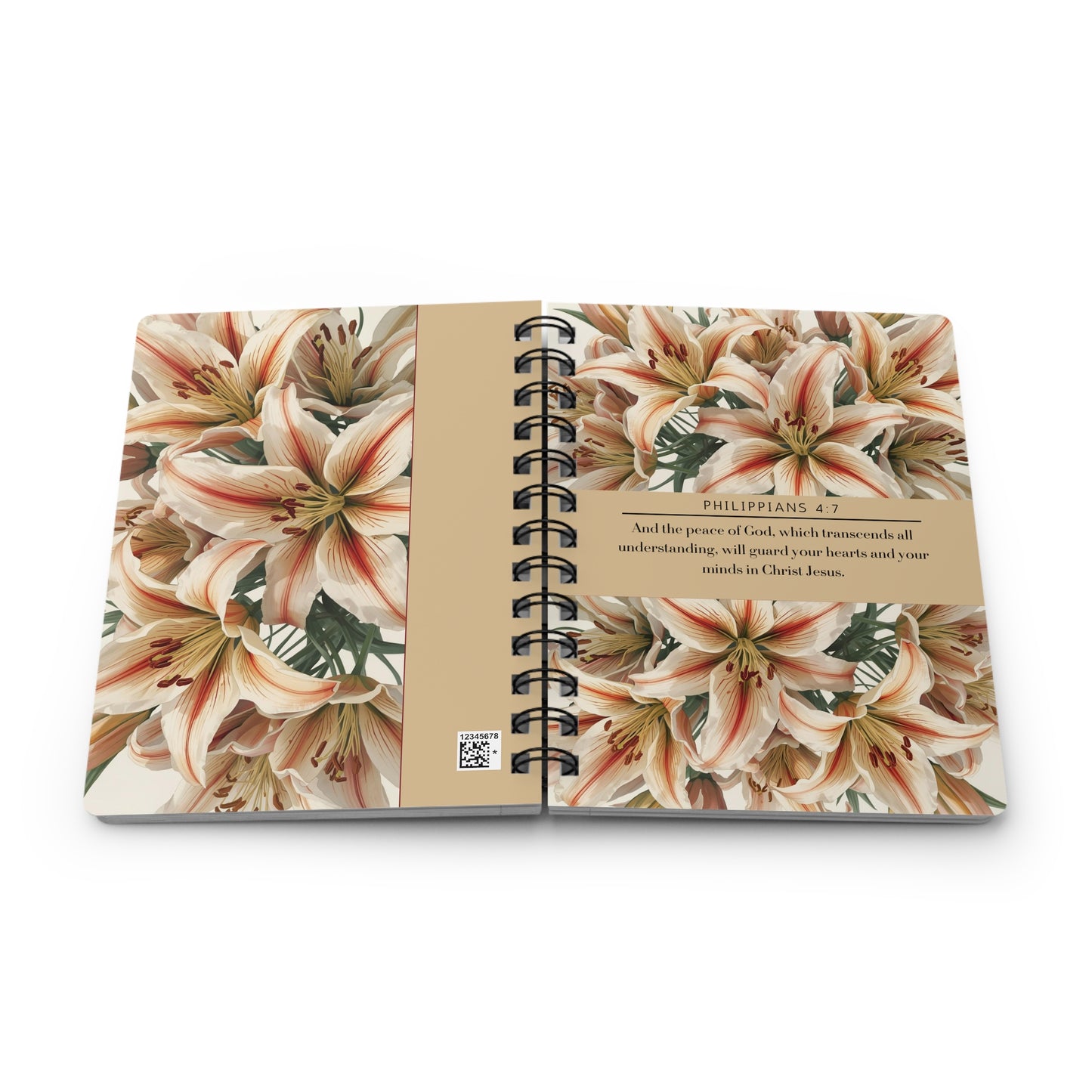 Lillies, Floral Spiral Bound Journal | Inspirational Notebook for Writing, Daily Reflections, Self-Care, Gifts, Philippians 4:7