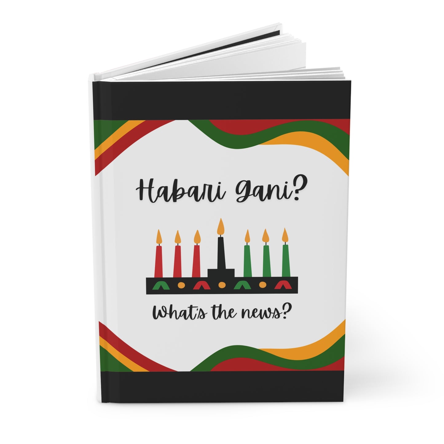 Habari gani? Kwanzaa Hardcover Journal, Holiday Journal for Reflection, Motivational Notebook, Gift for Writers, Black History Celebrations, Kwanzaa Gift