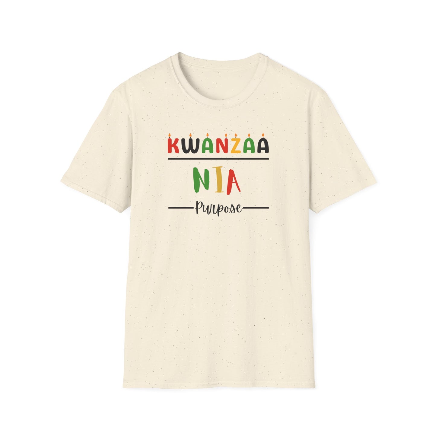 Nia, Kwanzaa T-Shirt, Unisex Softstyle Tee for Holidays, Cultural Celebration Apparel, Family Gatherings, Gift for Kwanzaa