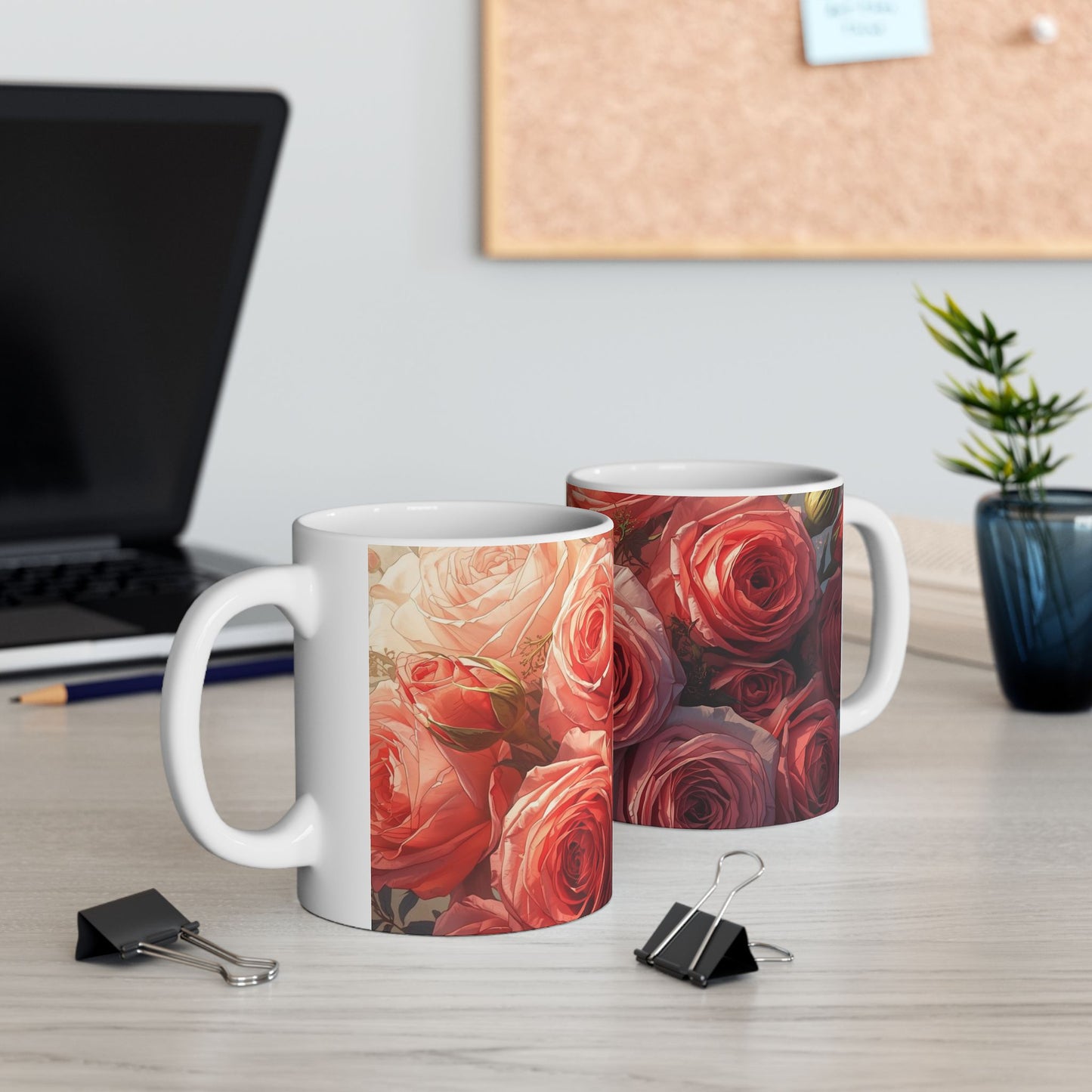Roses, Floral Ceramic Mug, Coffee Cup Gift, Tea Mug, Flower Lover's Gift, Home Decor, Mother's Day, Birthday, Spring Tea Time
