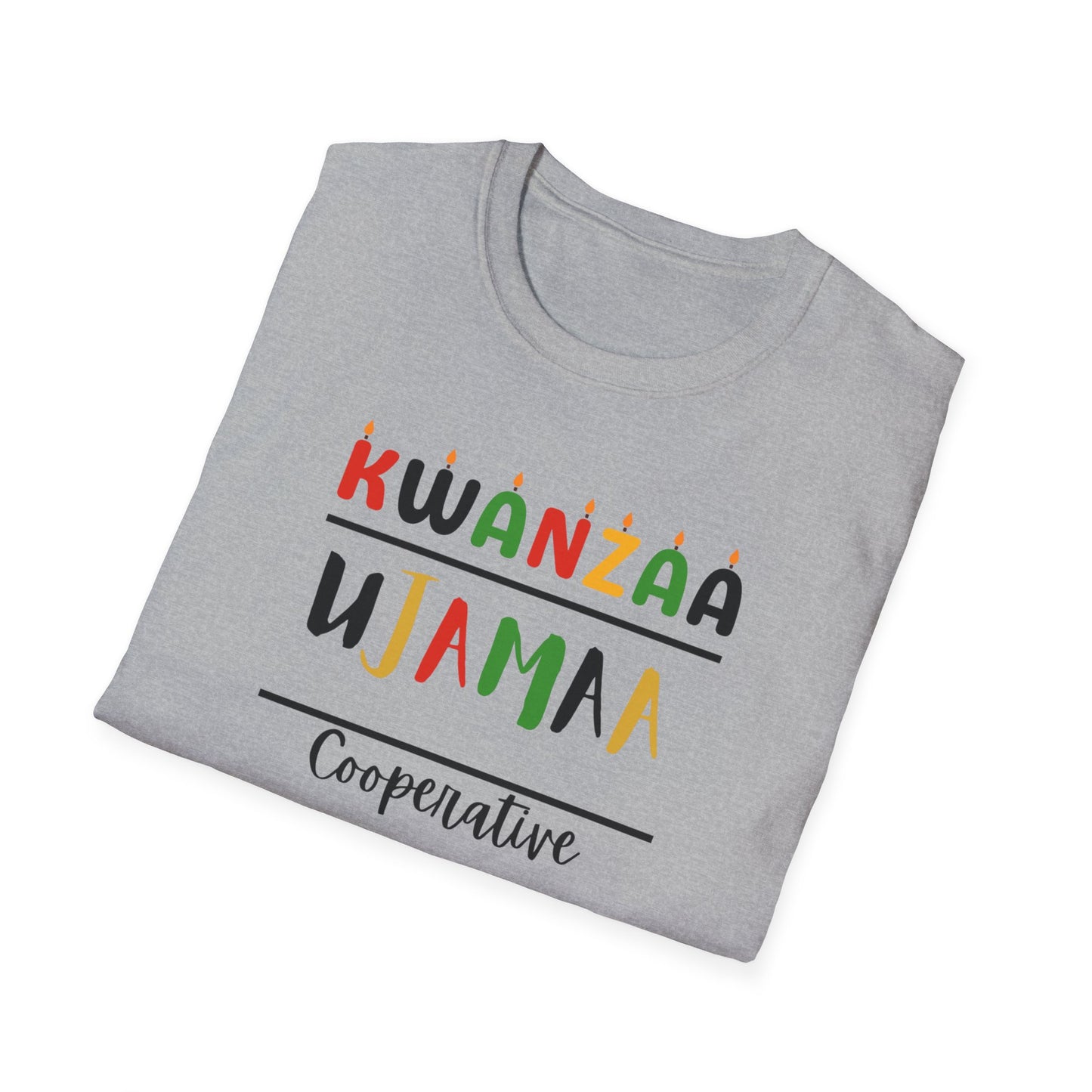 Ujamaa, Kwanzaa T-Shirt, Unisex Softstyle Tee for Holidays, Cultural Celebration Apparel, Family Gatherings, Gift for Kwanzaa