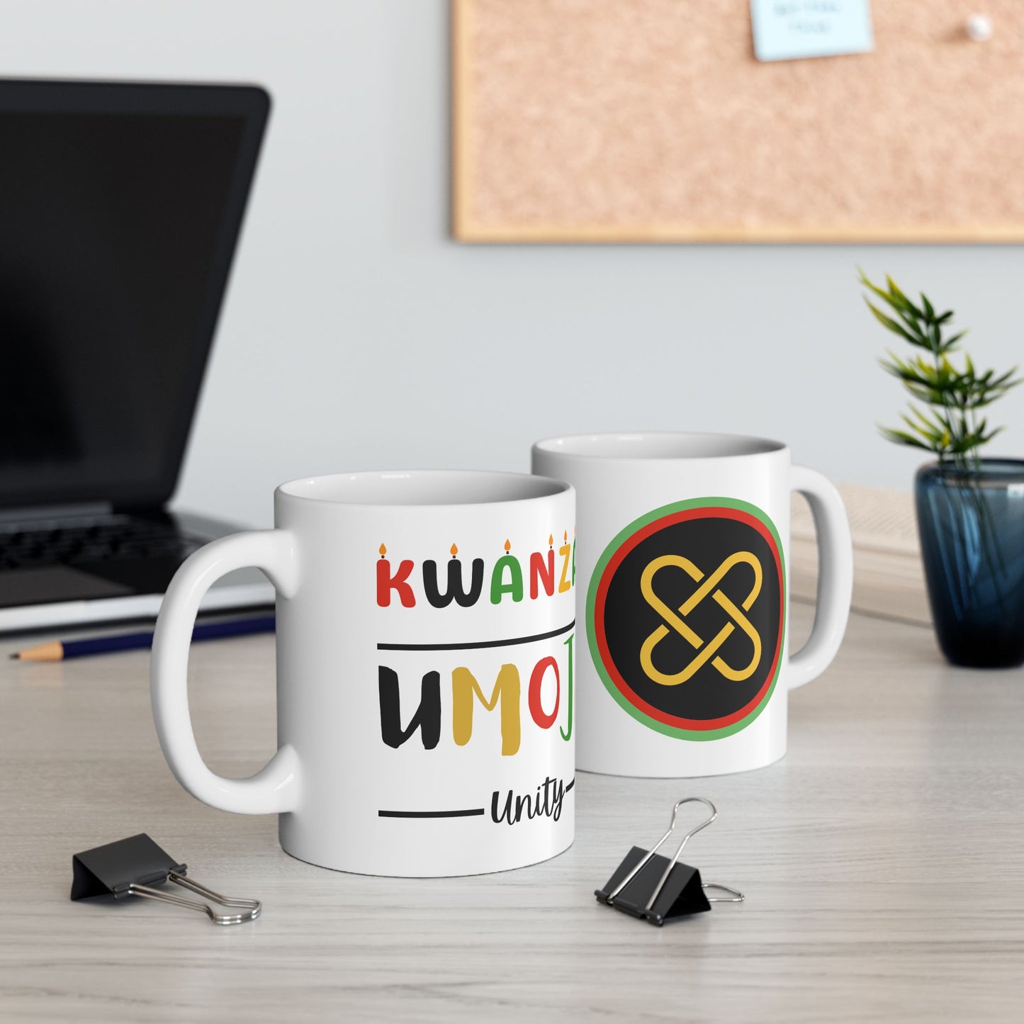 Umoja, Kwanzaa Celebration Mug, Festive Ceramic Cup, Holiday Drinkware, Unique Gift, 11oz