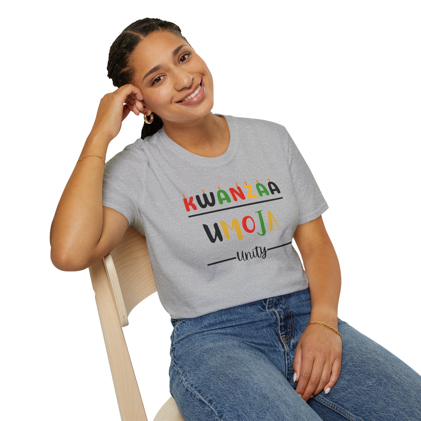 Umoja, Kwanzaa Unity T-Shirt, Unisex Softstyle Tee for Holidays, Cultural Celebration Apparel, Family Gatherings, Gift for Kwanzaa