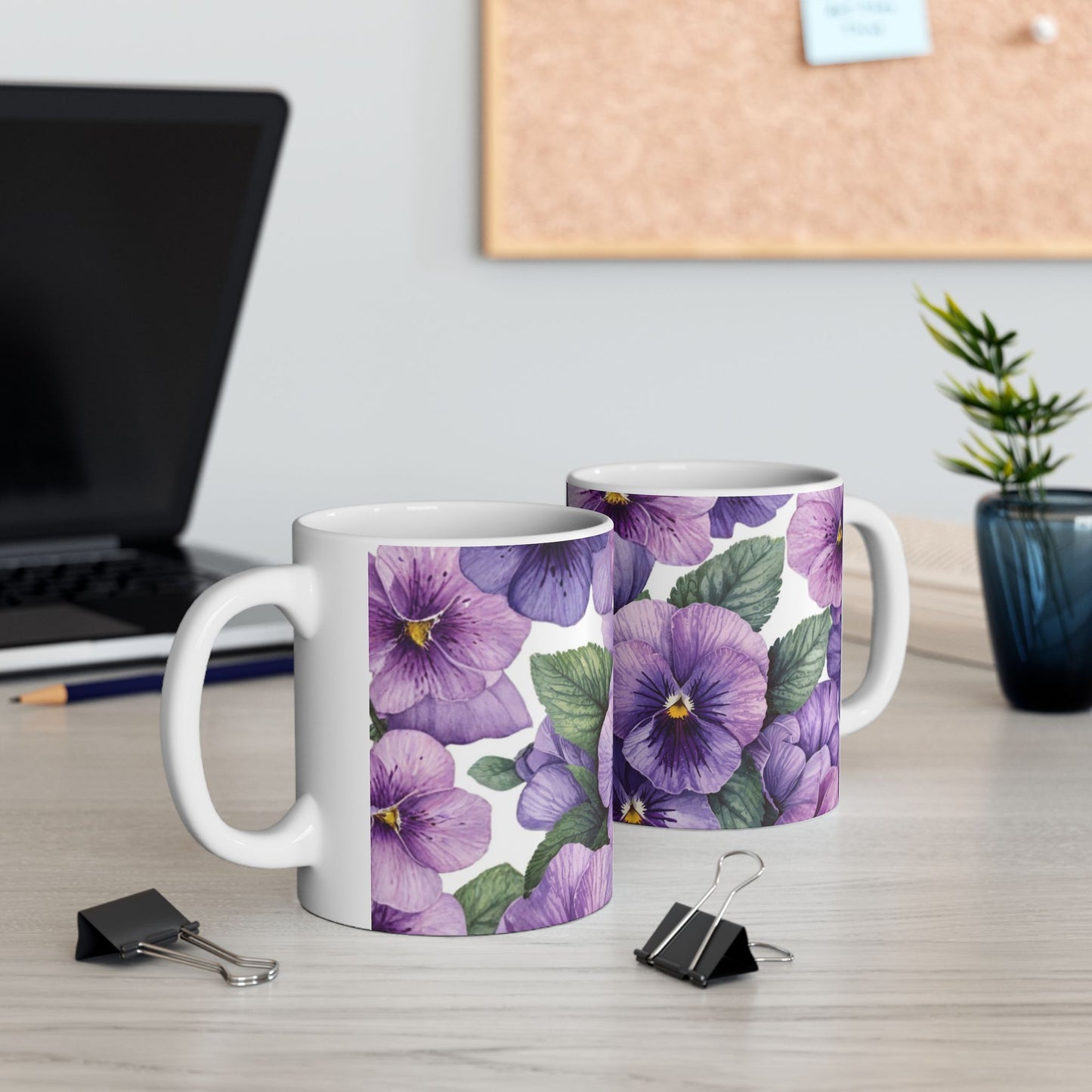 Violets, Floral Ceramic Mug, Coffee Cup Gift, Tea Mug, Flower Lover's Gift, Home Decor, Mother's Day, Birthday, Spring Tea Time