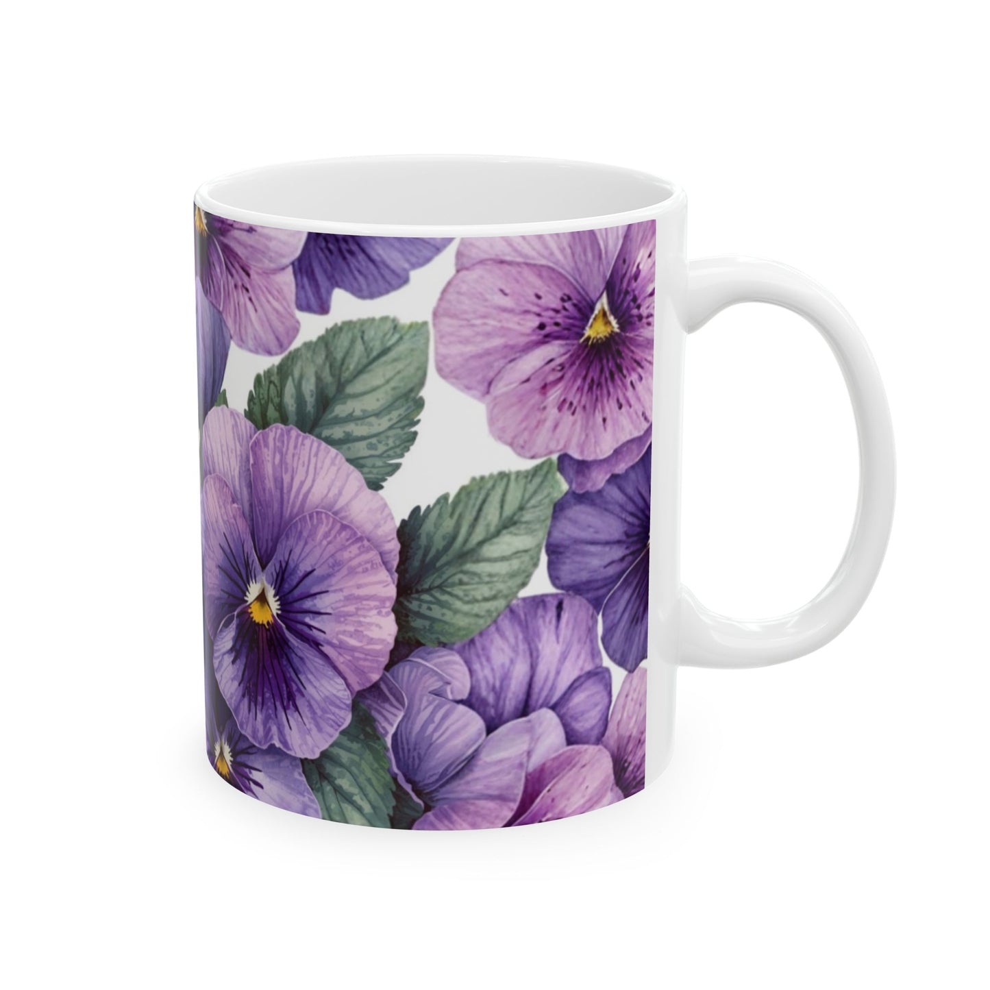 Violets, Floral Ceramic Mug, Coffee Cup Gift, Tea Mug, Flower Lover's Gift, Home Decor, Mother's Day, Birthday, Spring Tea Time